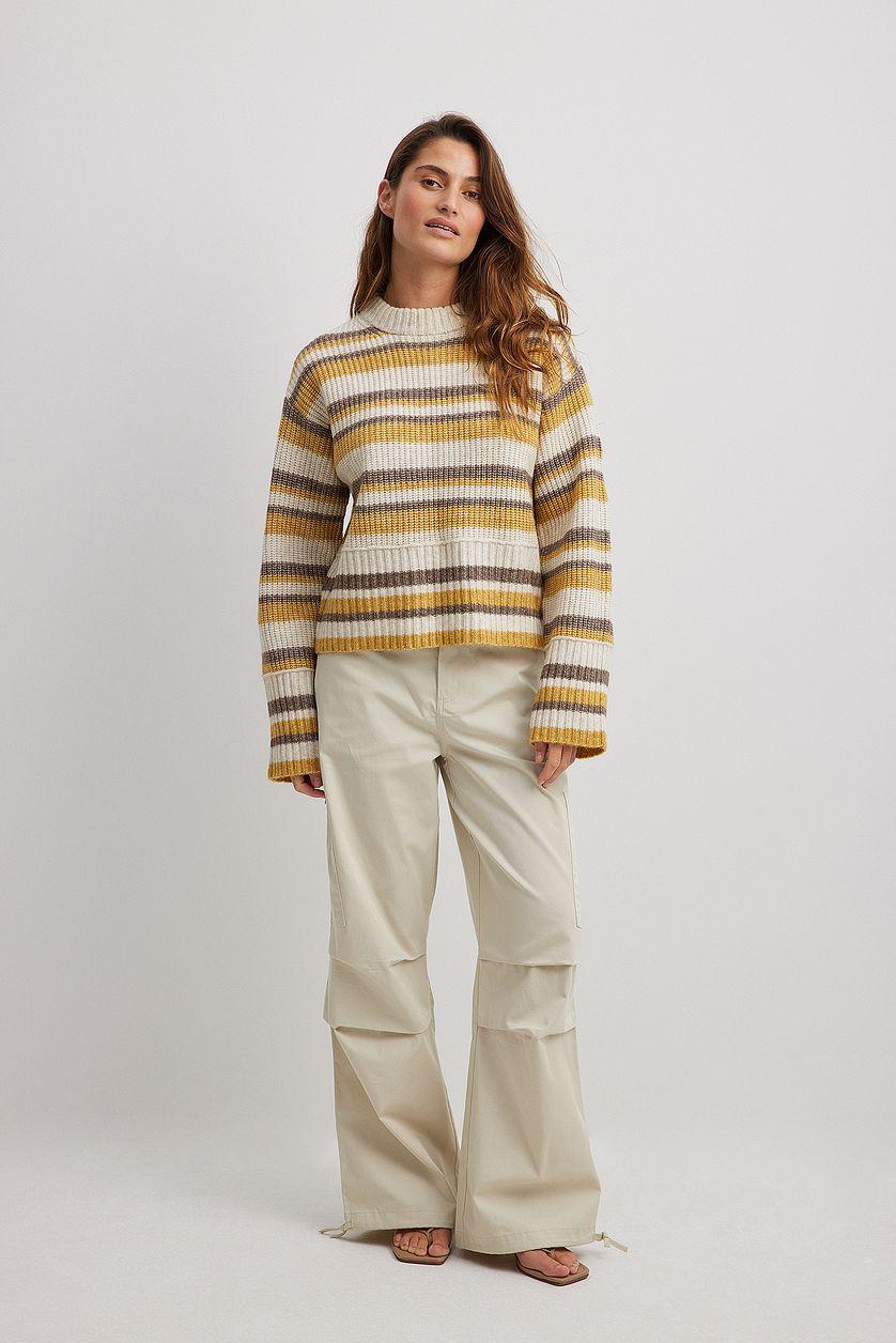 Oversized Knitted Striped Sweater Product Image