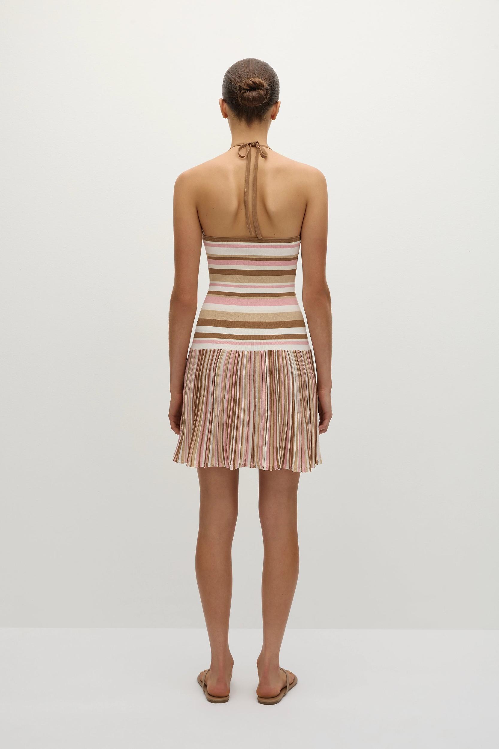Elea Mini Dress Puce Sepia Stripe - Final Sale Product Image