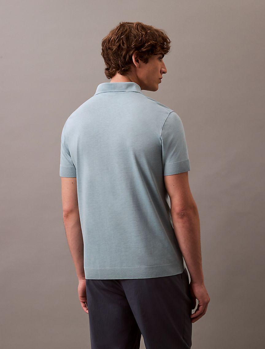 Fine Knit Lyocell Blend Polo Shirt Product Image