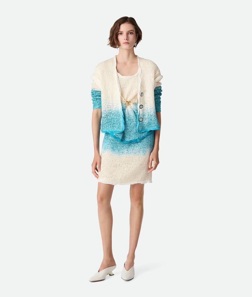 Women's Wool And Silk Overdyed Cardigan in Chalk/skyline Product Image