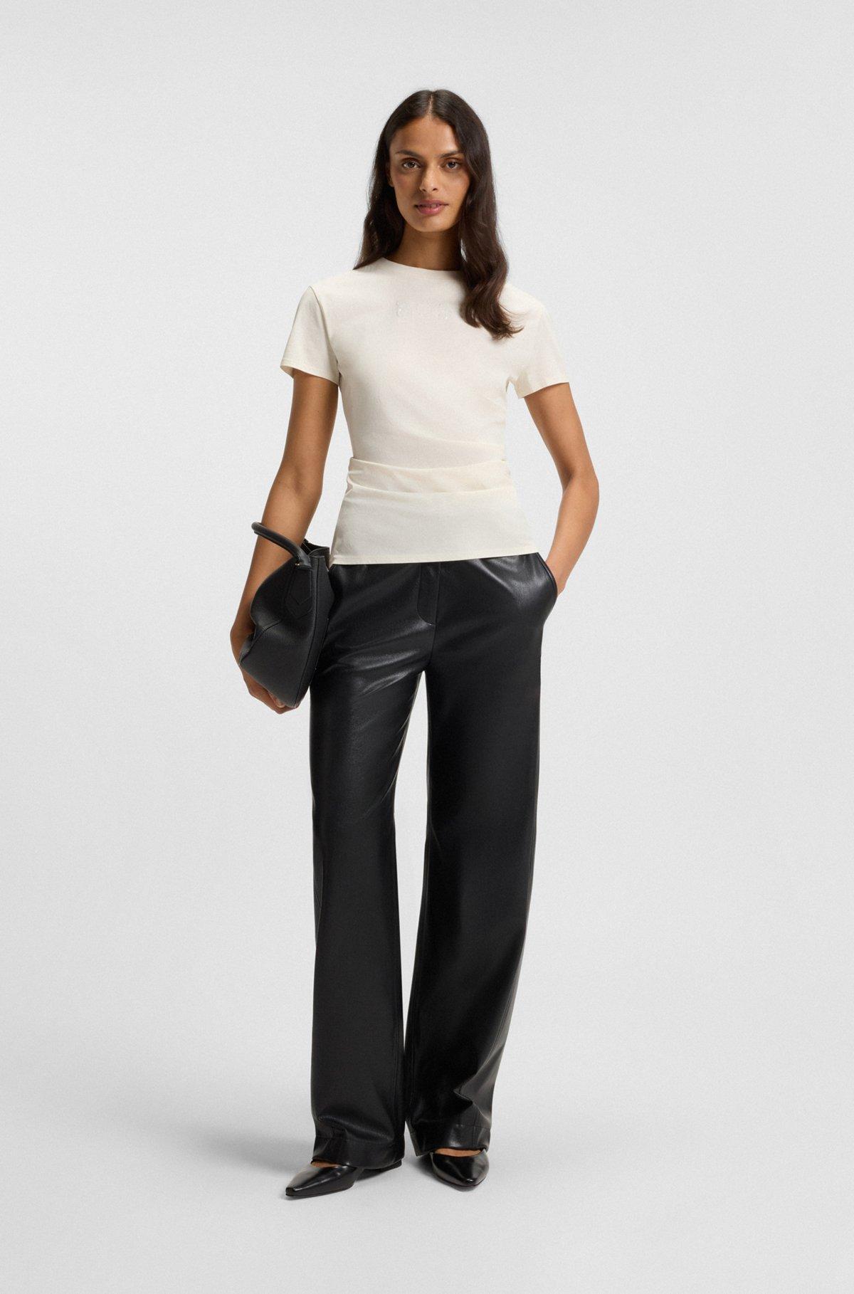 Slim-fit T-shirt in mercerized cotton with embellished logo Product Image