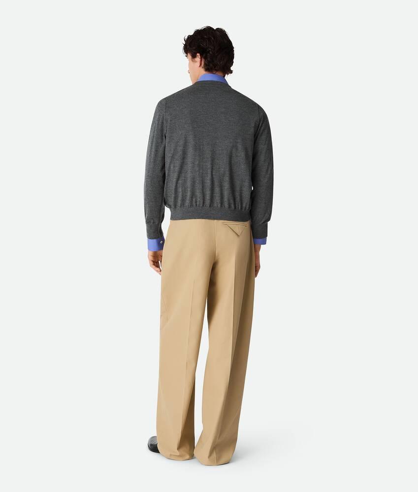 Men's Cotton Twill Straight Trousers in Beige Product Image
