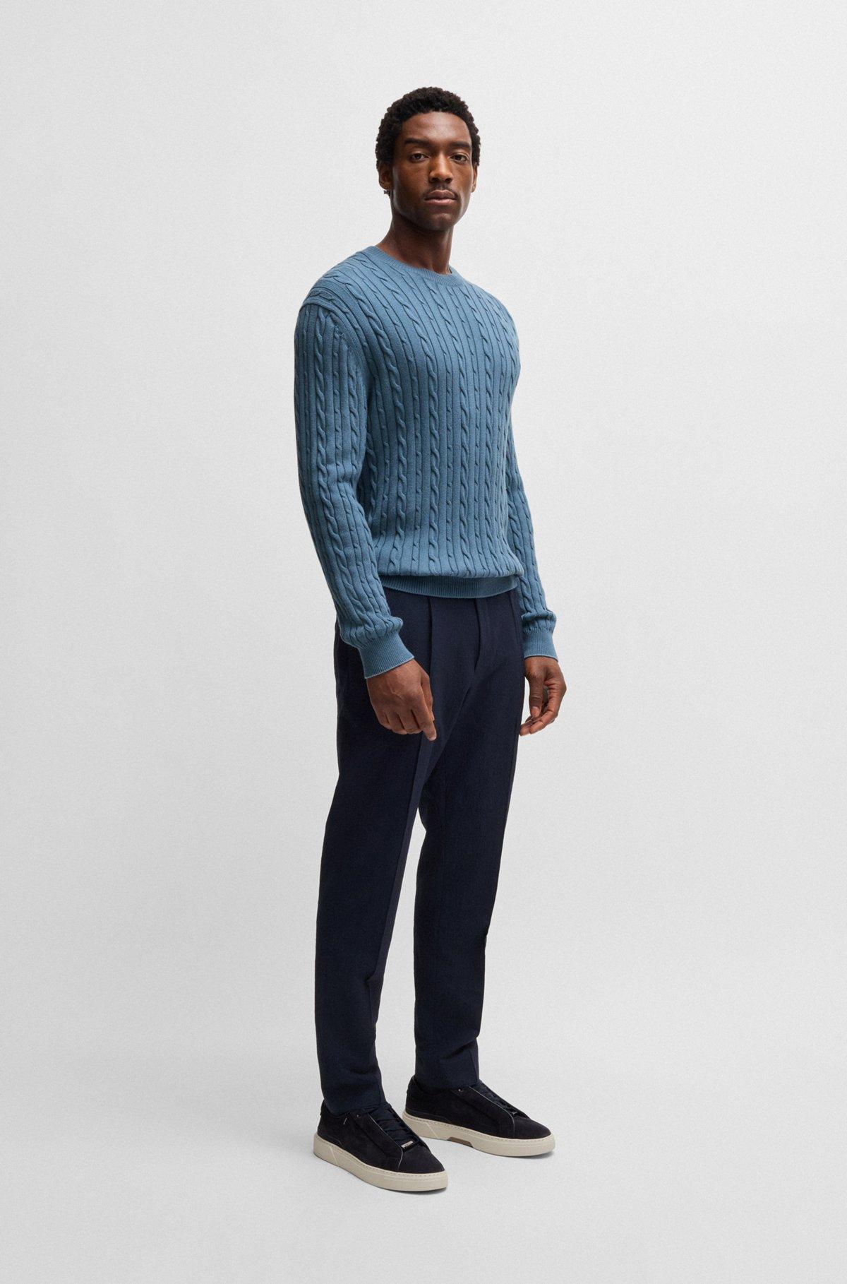 Relaxed-fit cable-knit sweater in cotton and cashmere Product Image