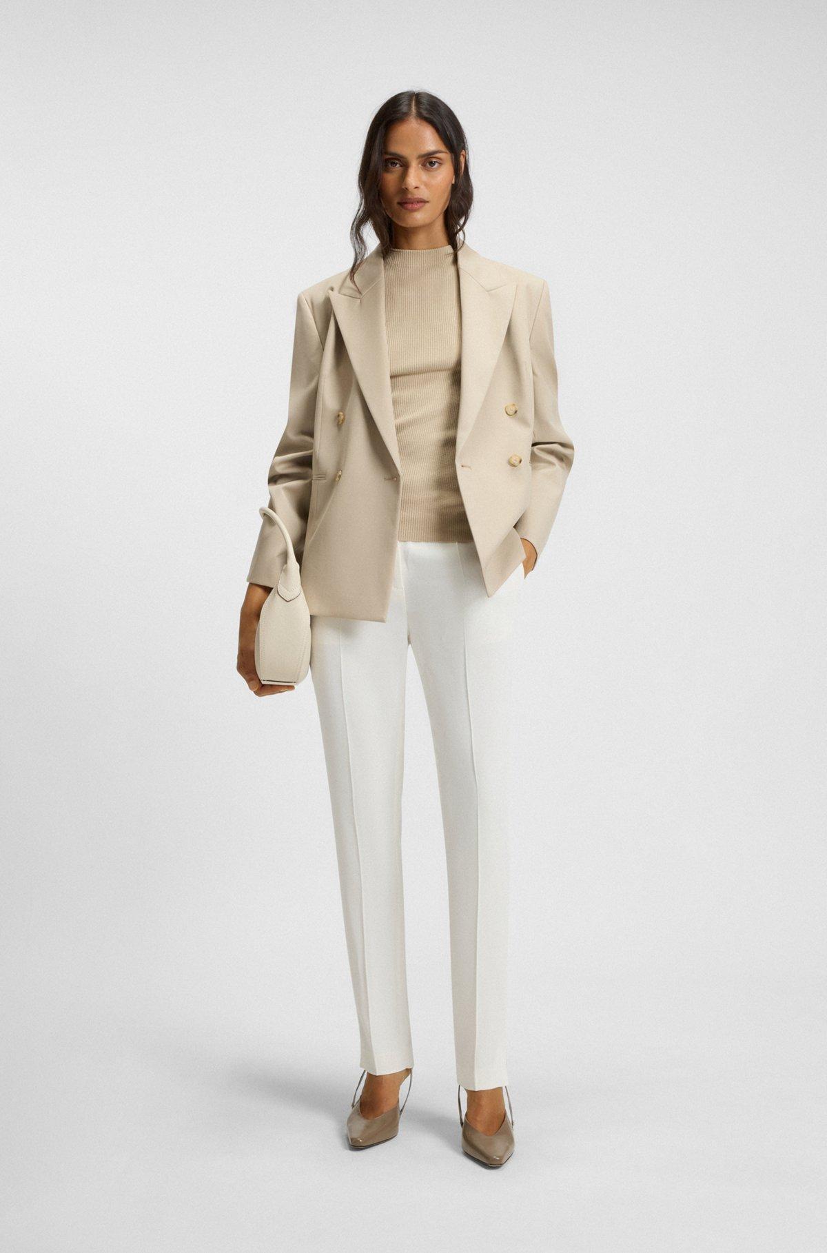 BOSS - Slim-fit trousers with slit hems - White Product Image
