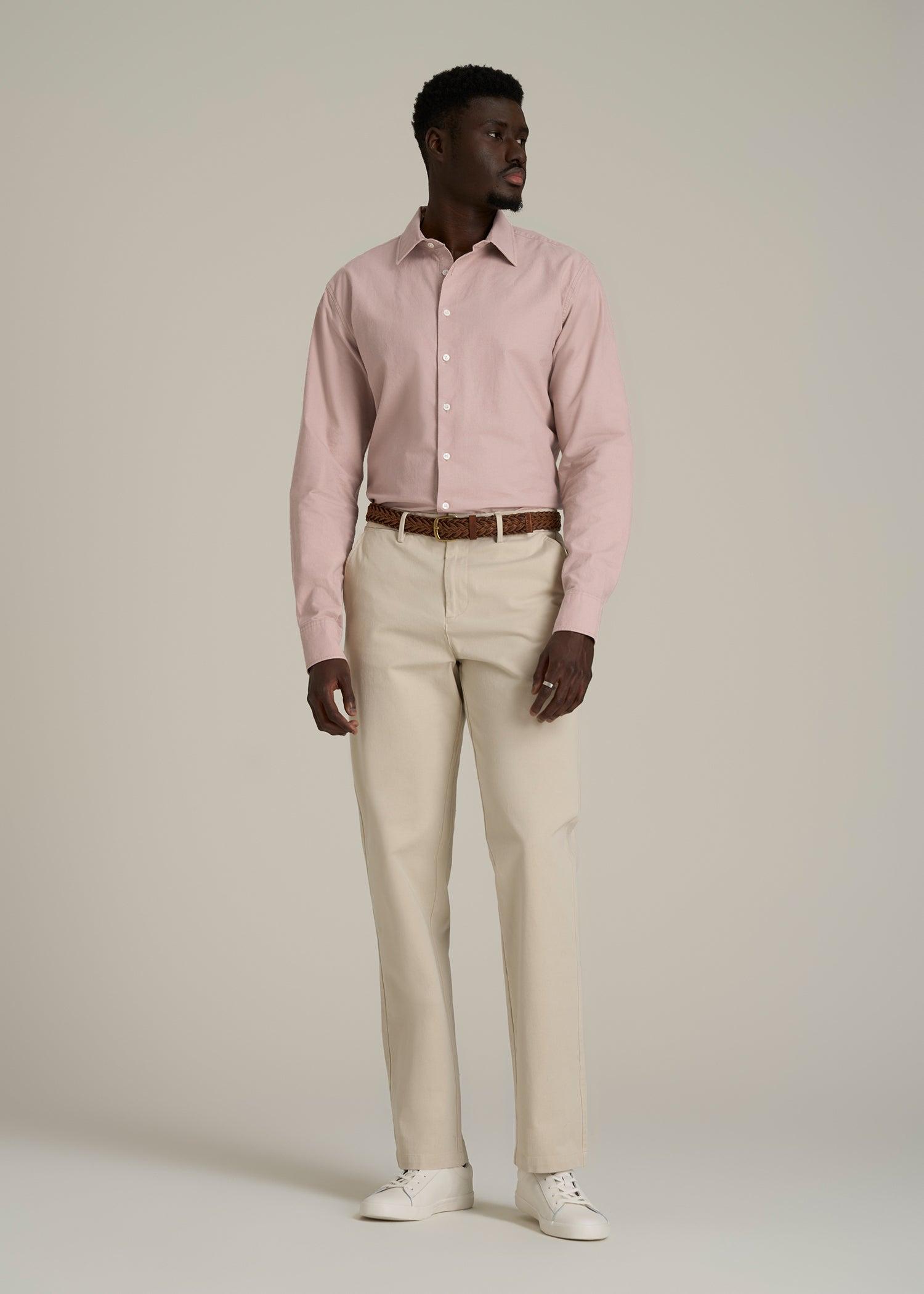 Pinpoint Oxford Shirt for Tall Men in Desert Rose Male Product Image