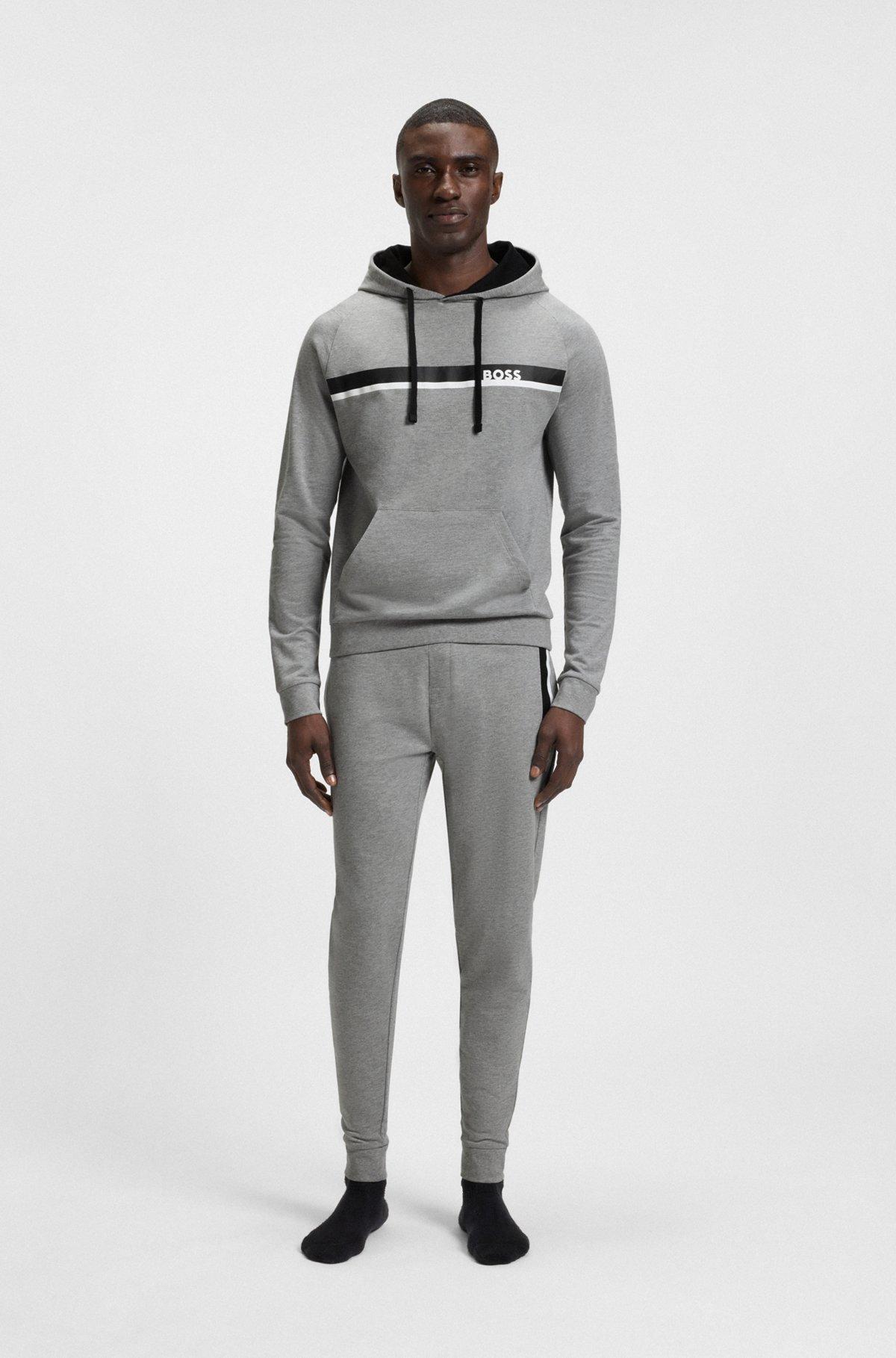 Cotton-terry tracksuit bottoms with stripe print Product Image