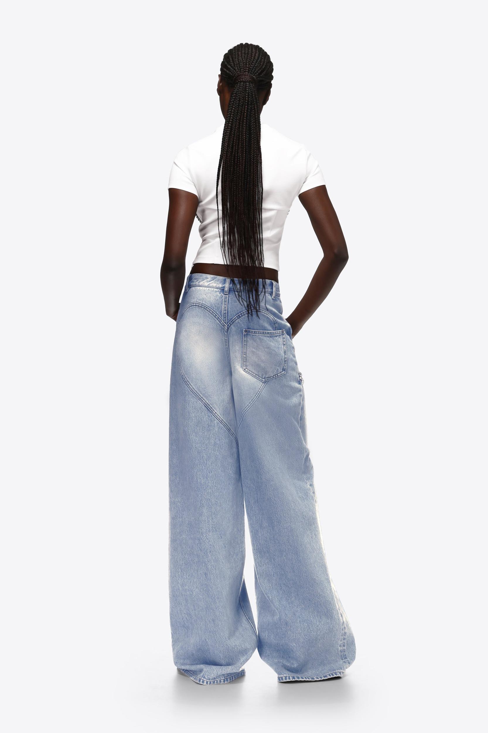 Wide Leg Crystal Slit Jean Product Image