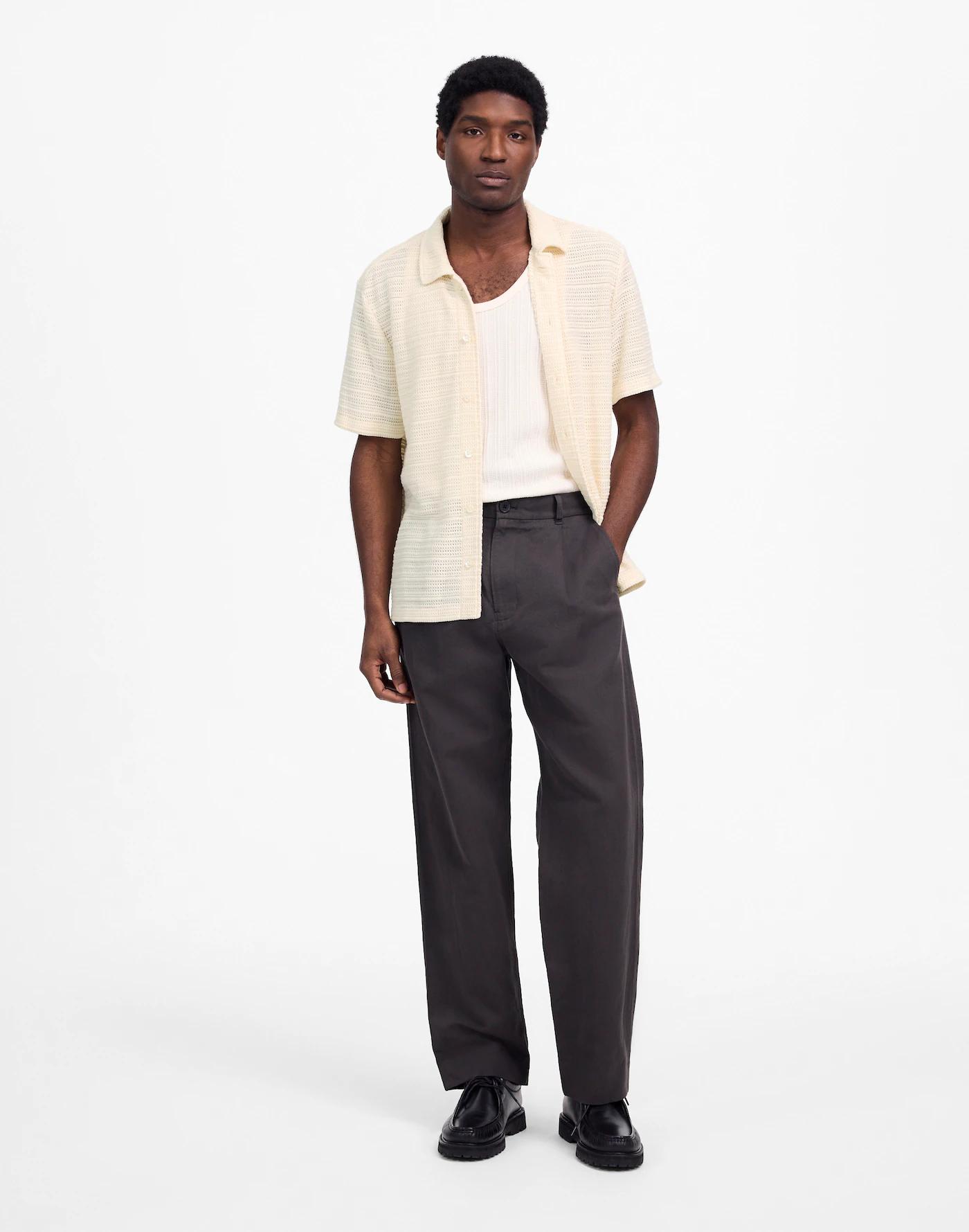 Jacquard-Knit Short-Sleeve Button-Up Shirt Product Image