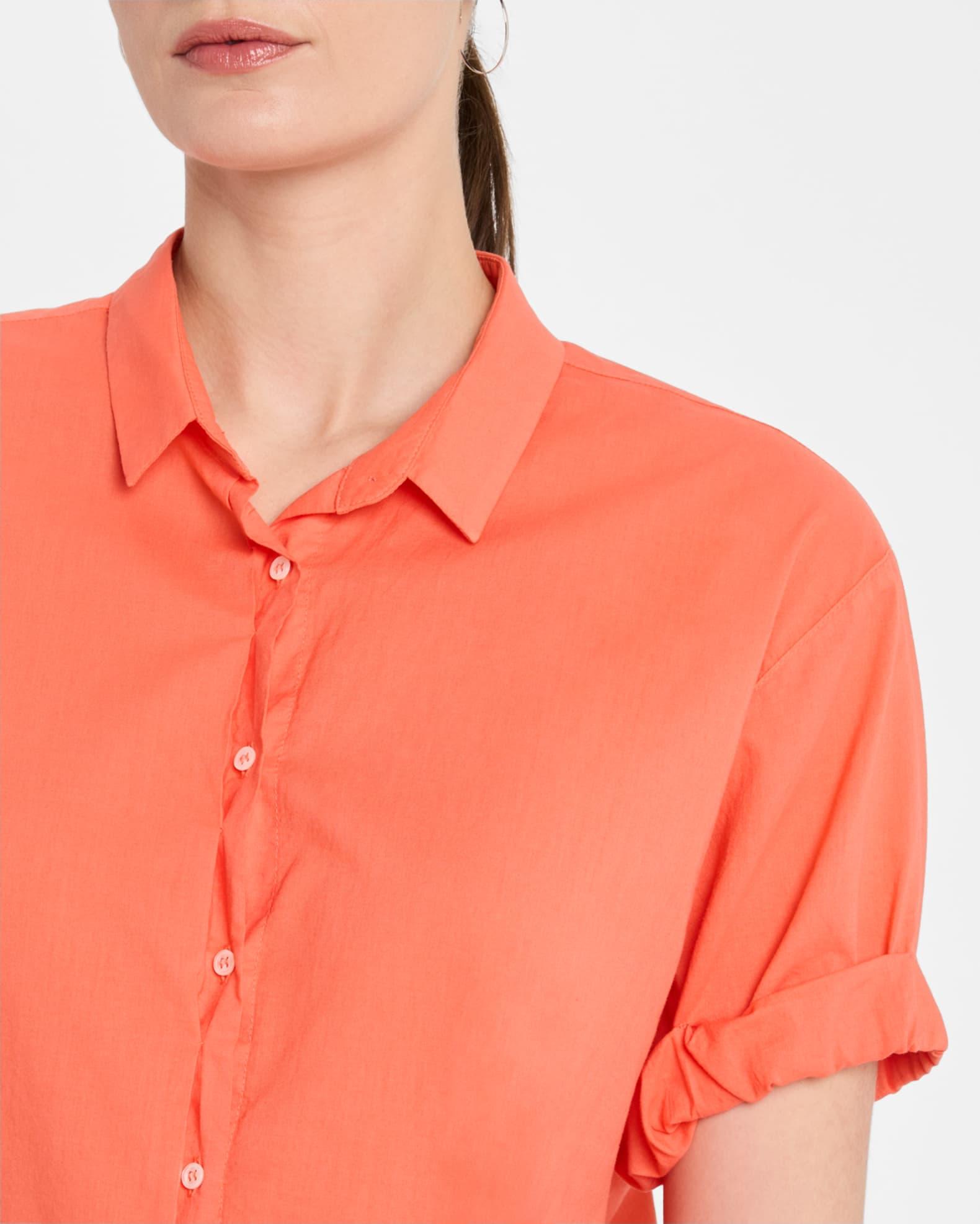 Channing Button-Down Rolled-Sleeve Cotton Top Product Image