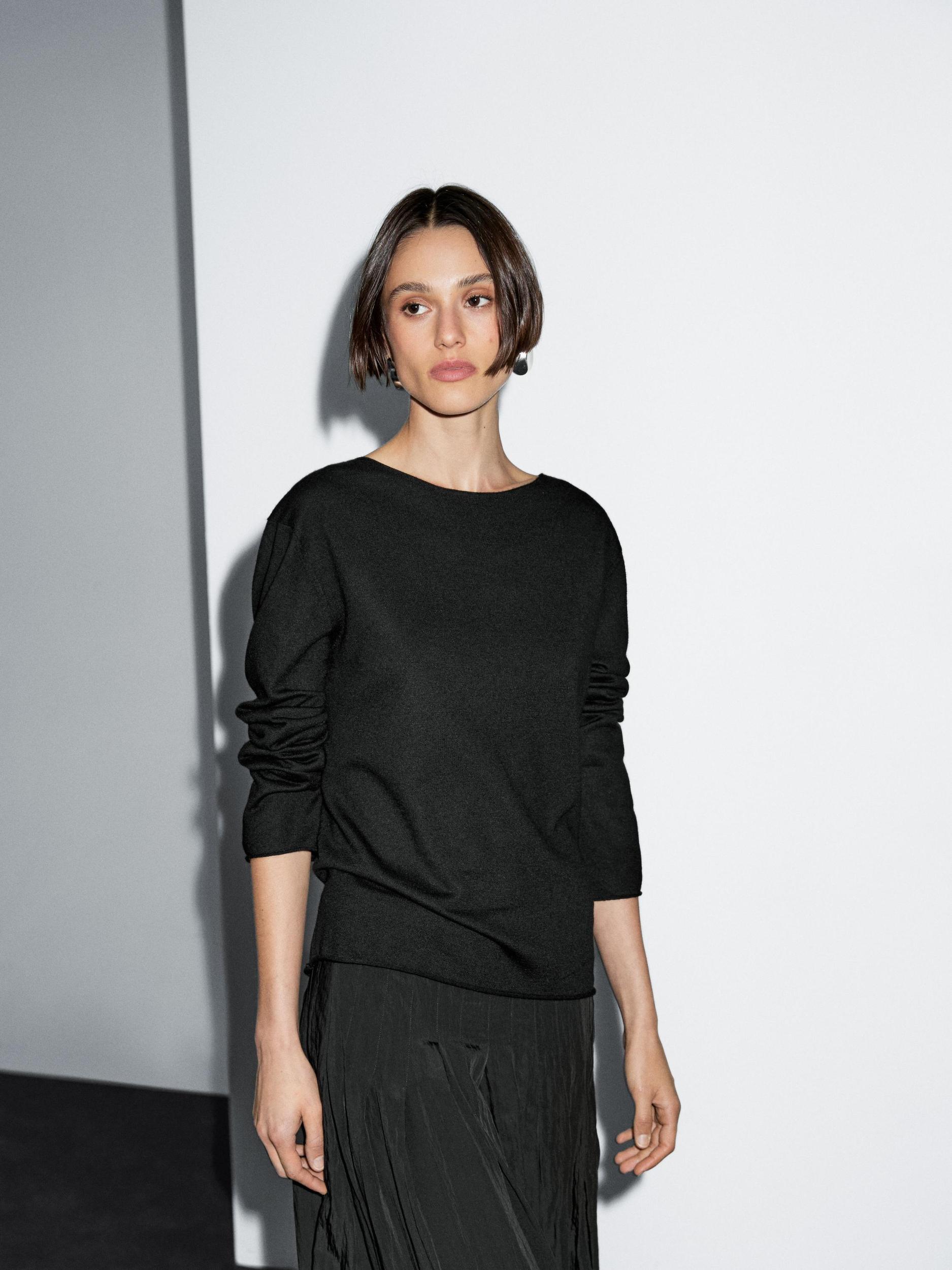 Wool blend boat neck sweater Product Image