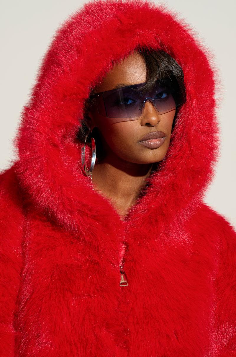 LOOK AT ME NOW HOODED FUR BOMBER Product Image