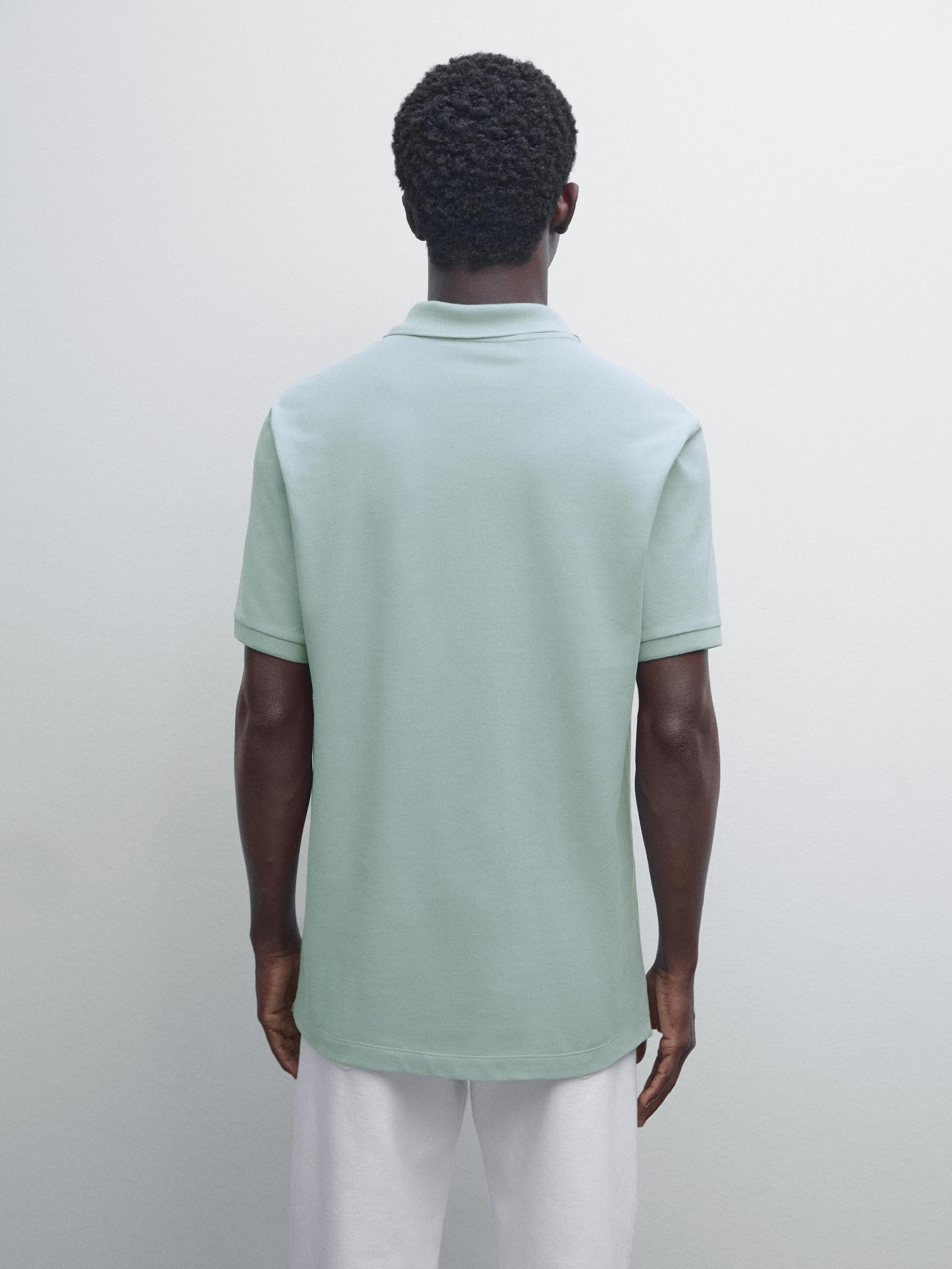 Micro textured piqué cotton polo shirt Product Image