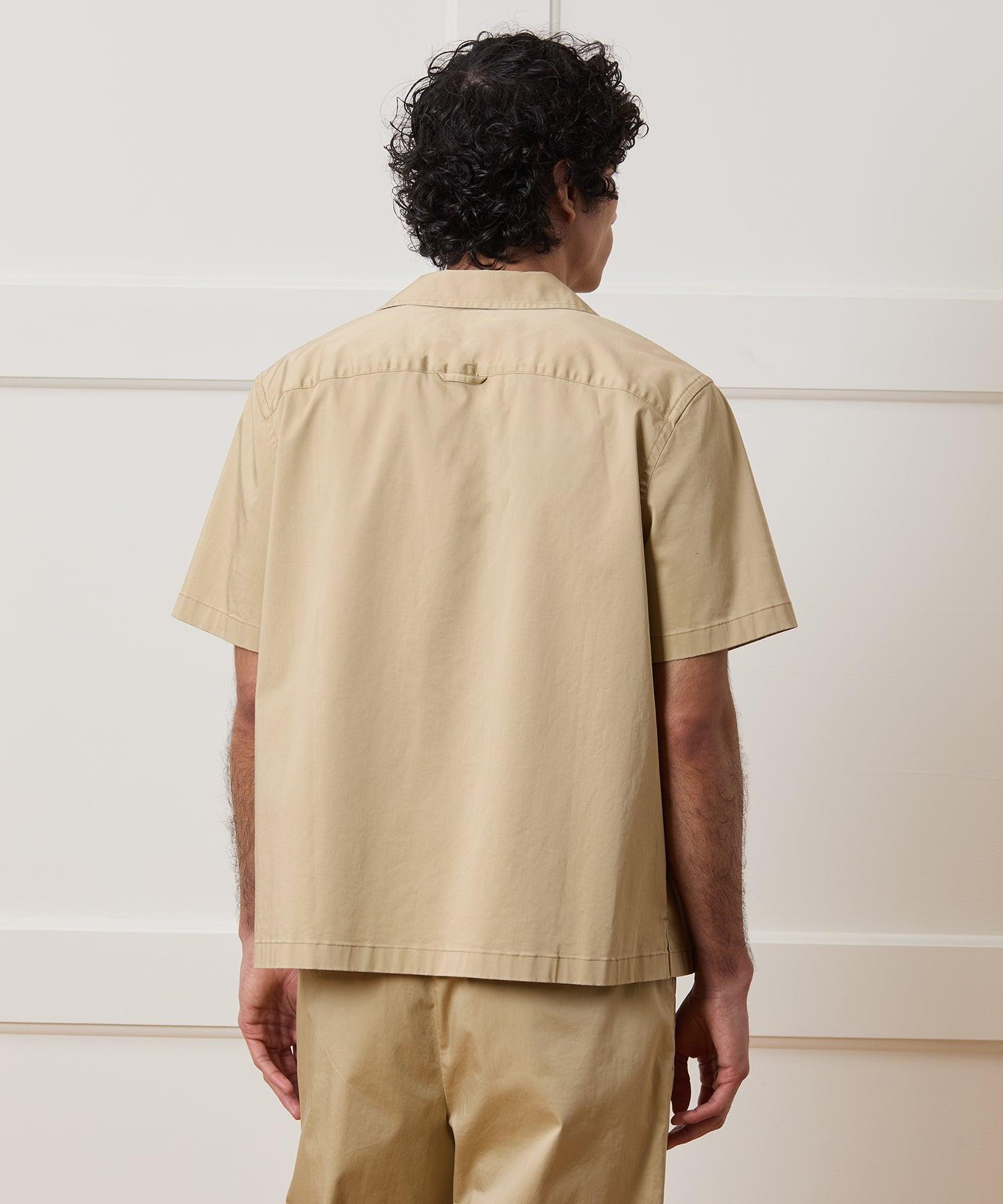 Cropped Poplin Camp Collar Shirt Product Image