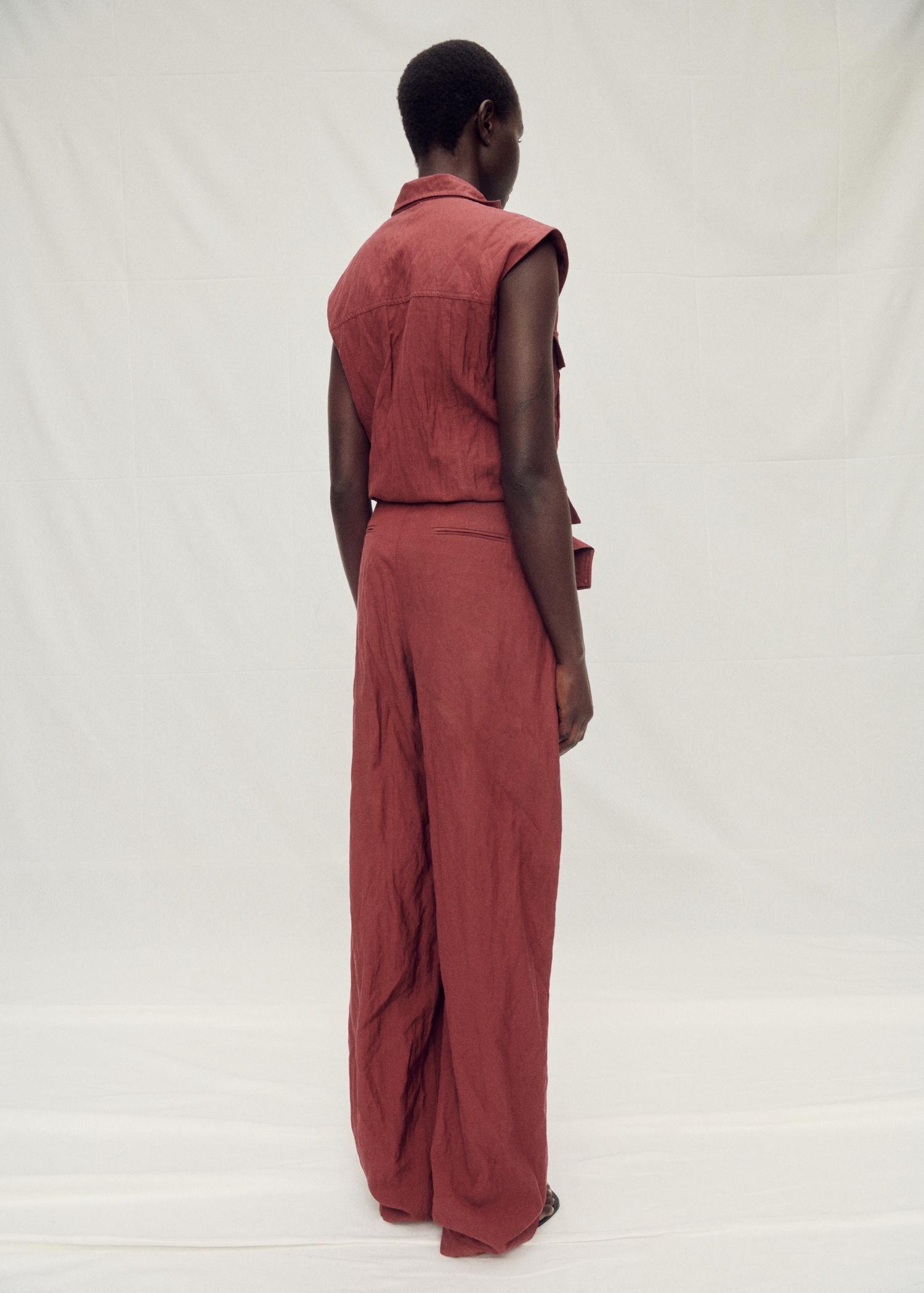 Wide-leg suit trousers with a creased effect - Women | MANGO USA Product Image