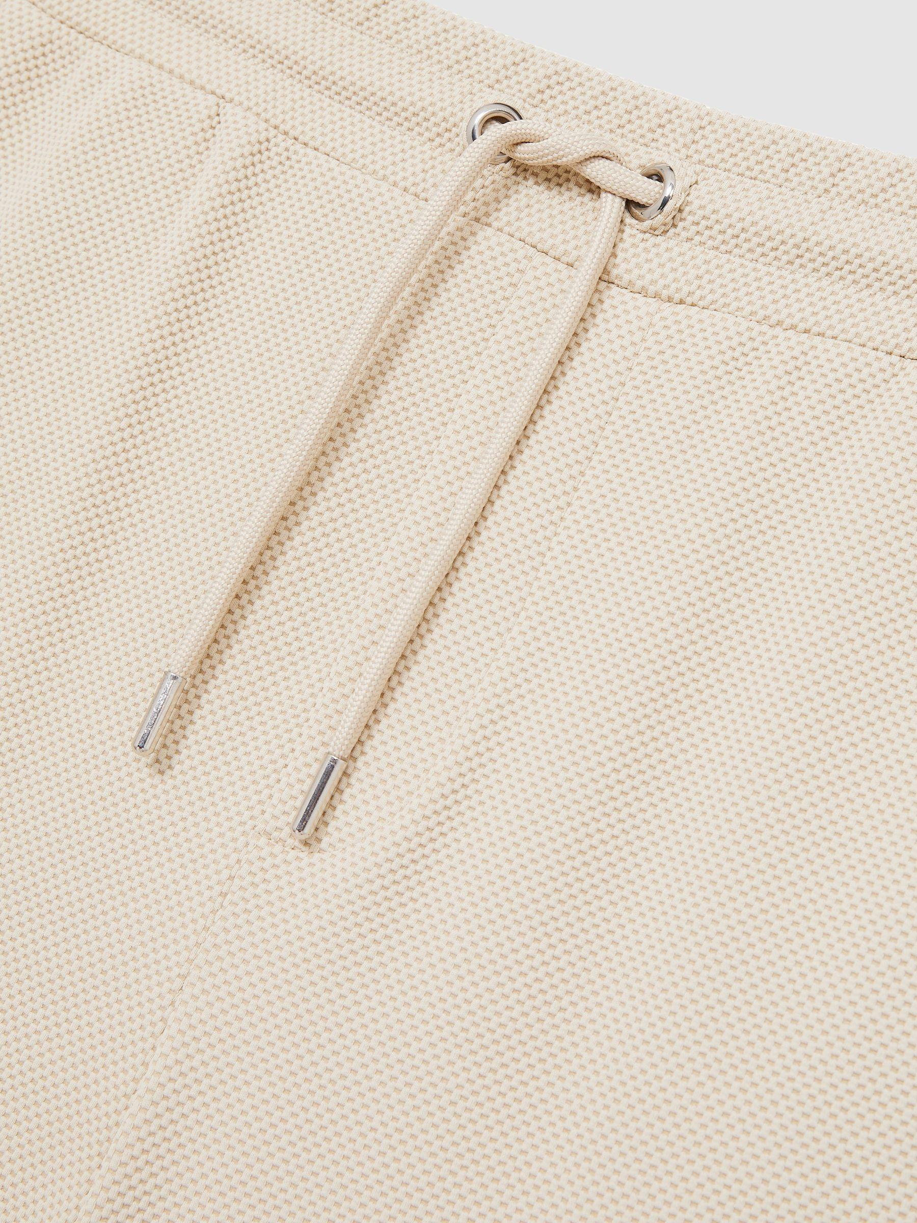 Textured Drawstring Shorts in Stone Product Image