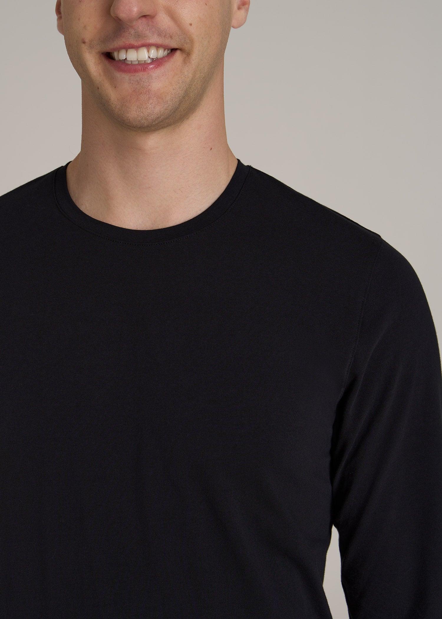 The Essential Modern Fit Crewneck Long Sleeve Tee for Tall Men in Black Male Product Image