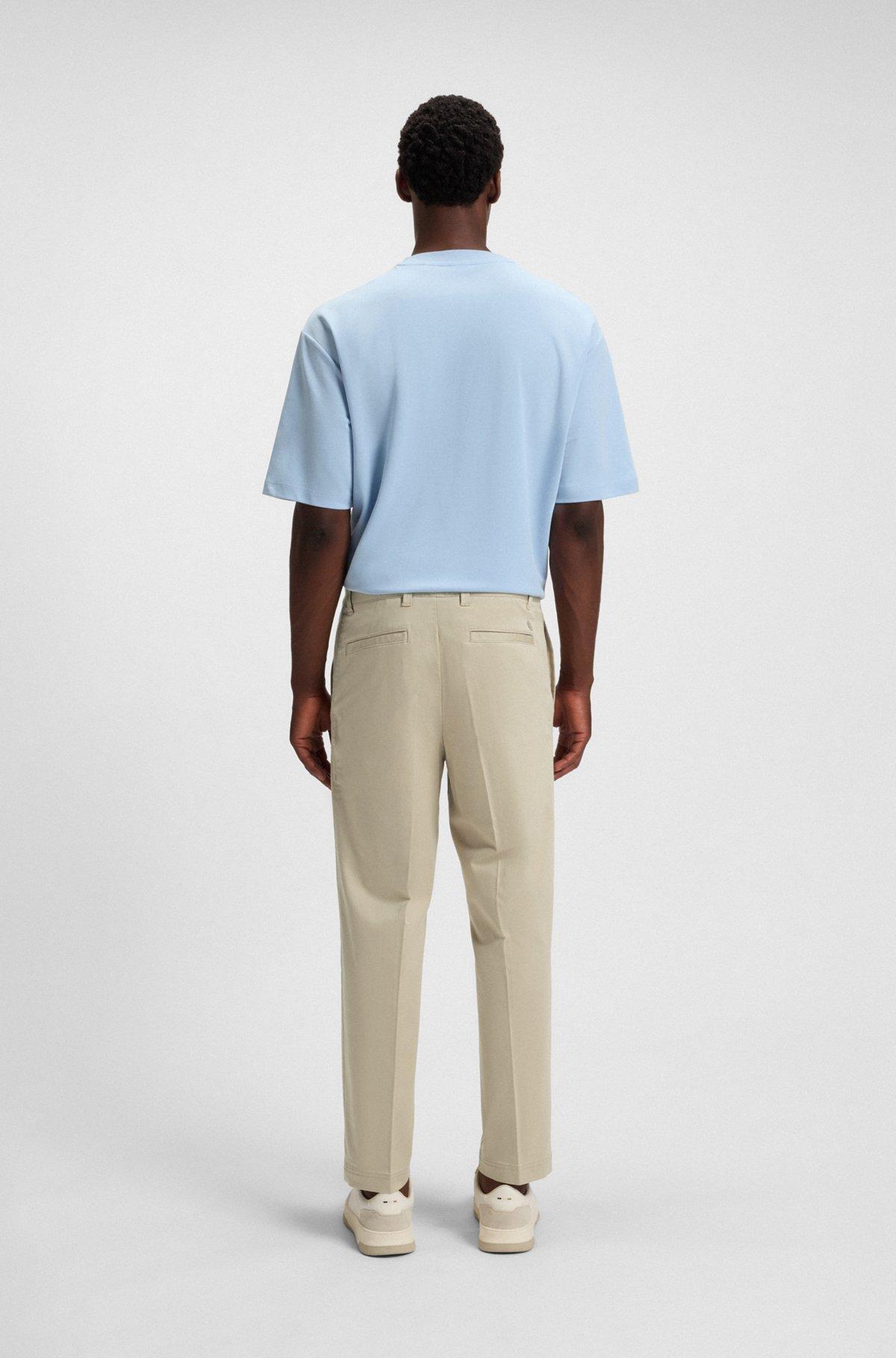 BOSS - Straight-fit trousers in stretch-cotton dobby - Light Beige Product Image
