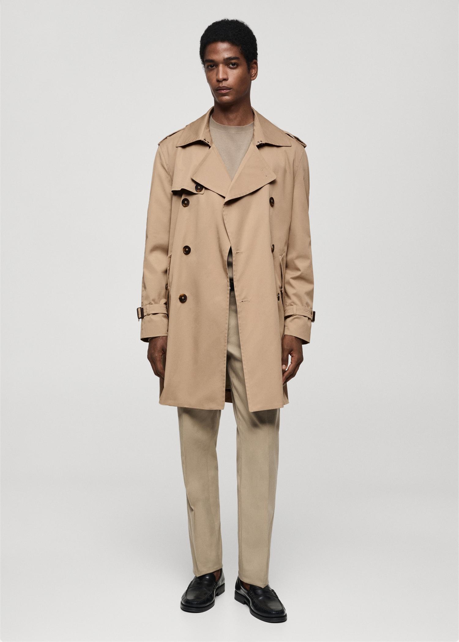 Water-repellent belted trench coat - Men | MANGO USA Product Image