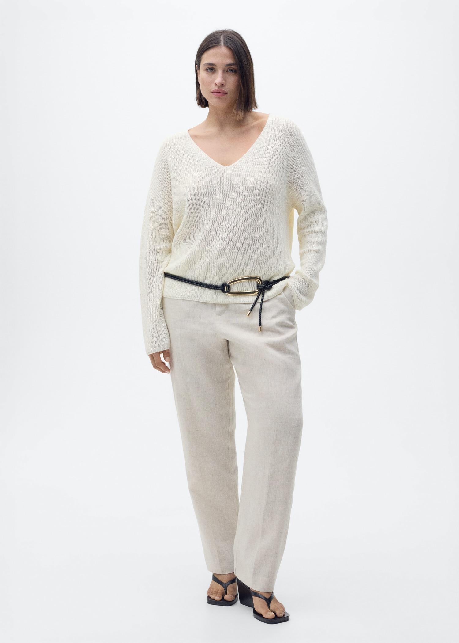 V-neck knit sweater - Women | MANGO USA Product Image