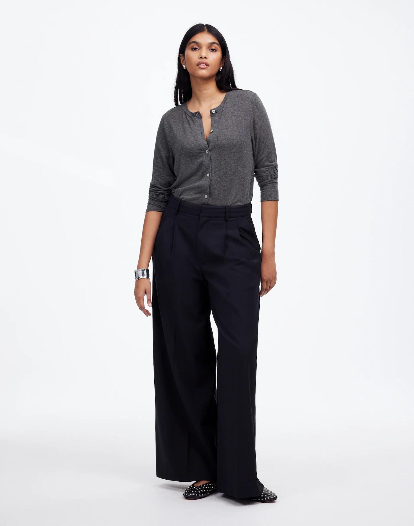 Wool-Blend Crewneck Cardigan Product Image