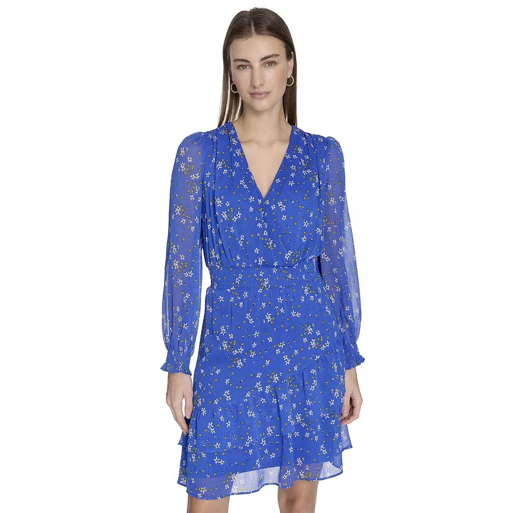 Women's Harper Rose Long Sleeve Smocked Waist Mini Dress, Size: 12, Blue Ditsy Product Image