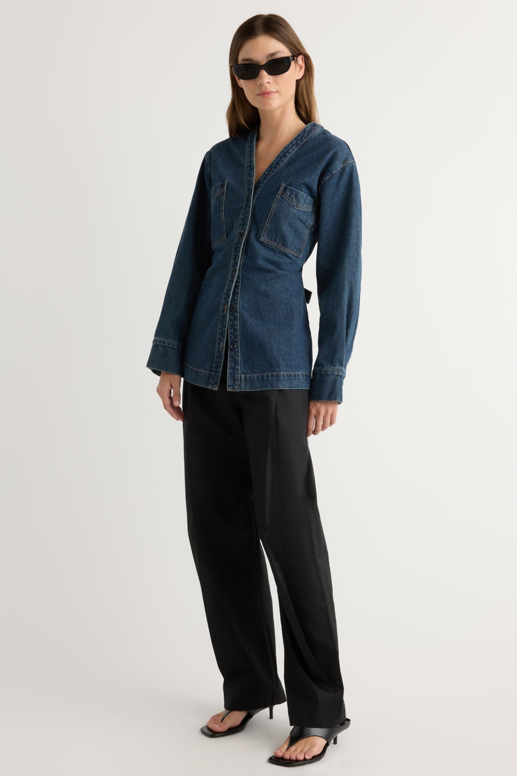 Emmett Structured-Sleeve Denim Jacket Product Image
