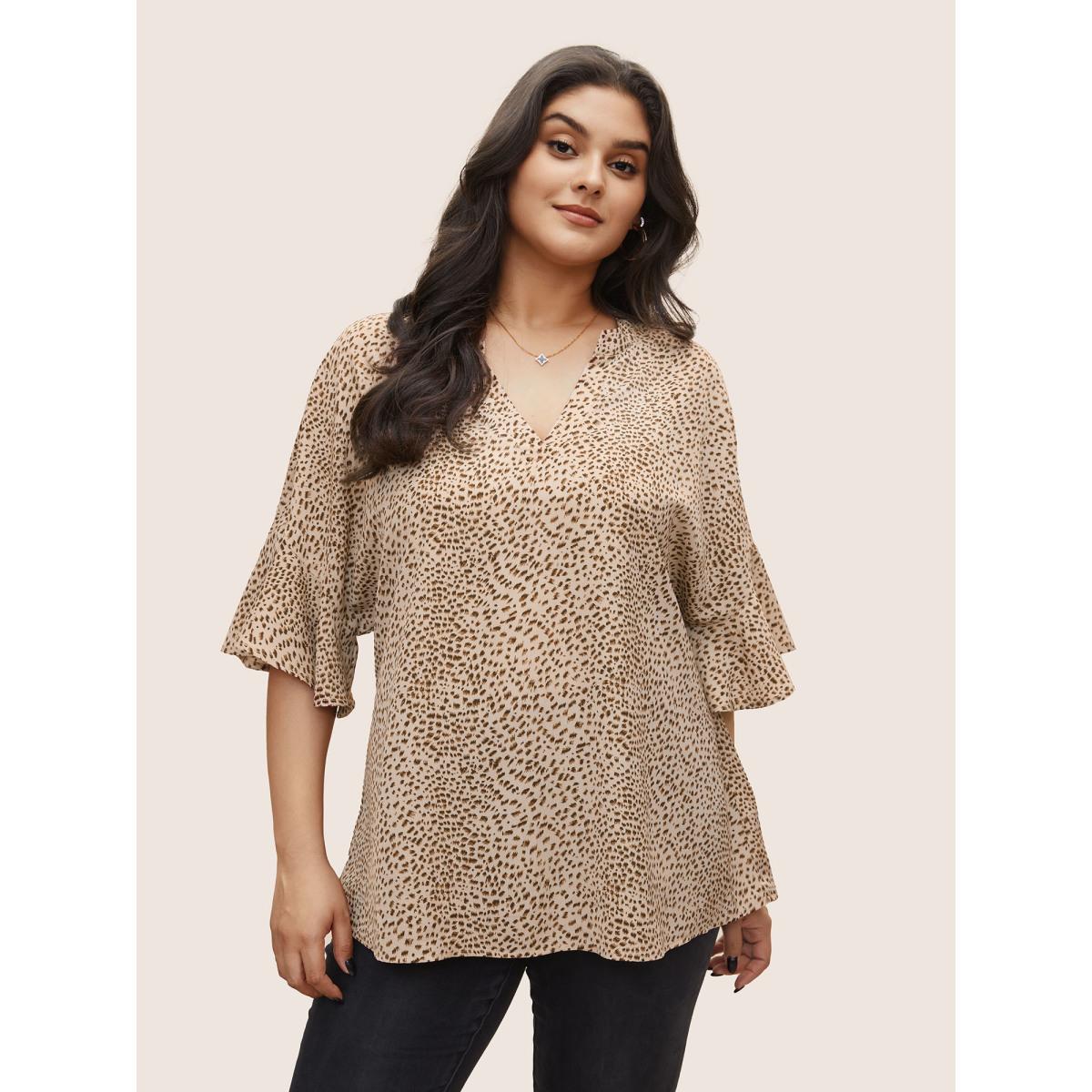 Casual Tie Dye Polka dots Plus Size Dress Women Multicolor Pocket Sleeve Short Sleeve V Neck Dailywear Long Dress BloomChic Product Image