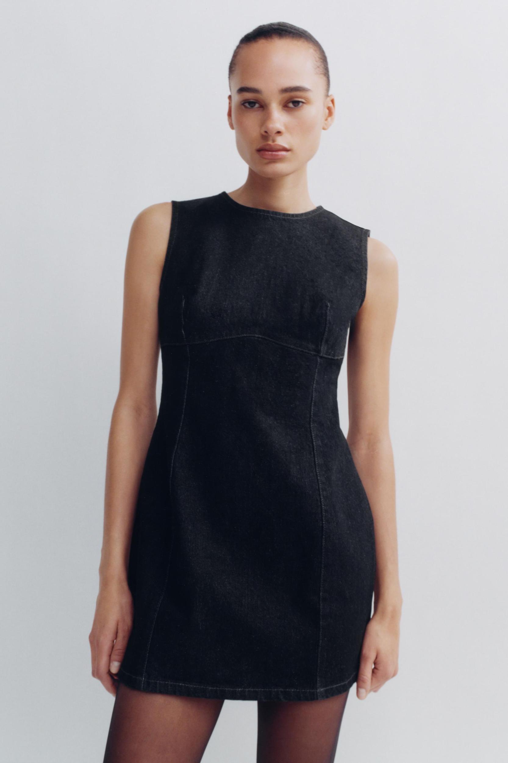 DENIM EFFECT MINI DRESS Product Image