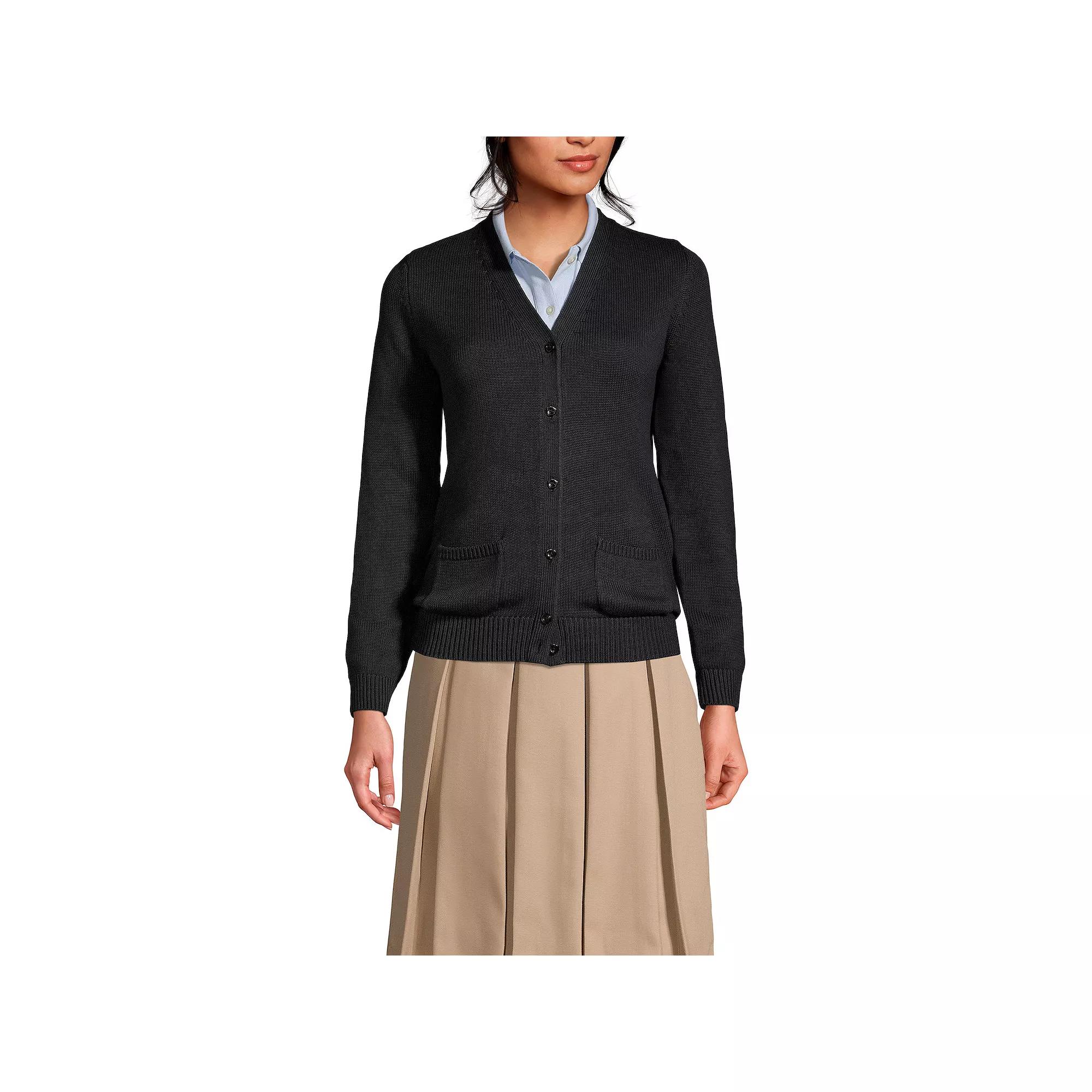 Women's Lands' End School Uniform Button Front V-Neck Cardigan Sweater,  Product Image