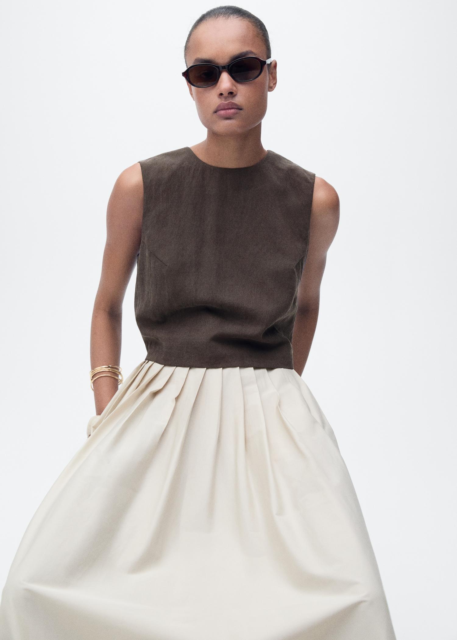 Lyocell top with buttons on the back - Women | MANGO USA Product Image