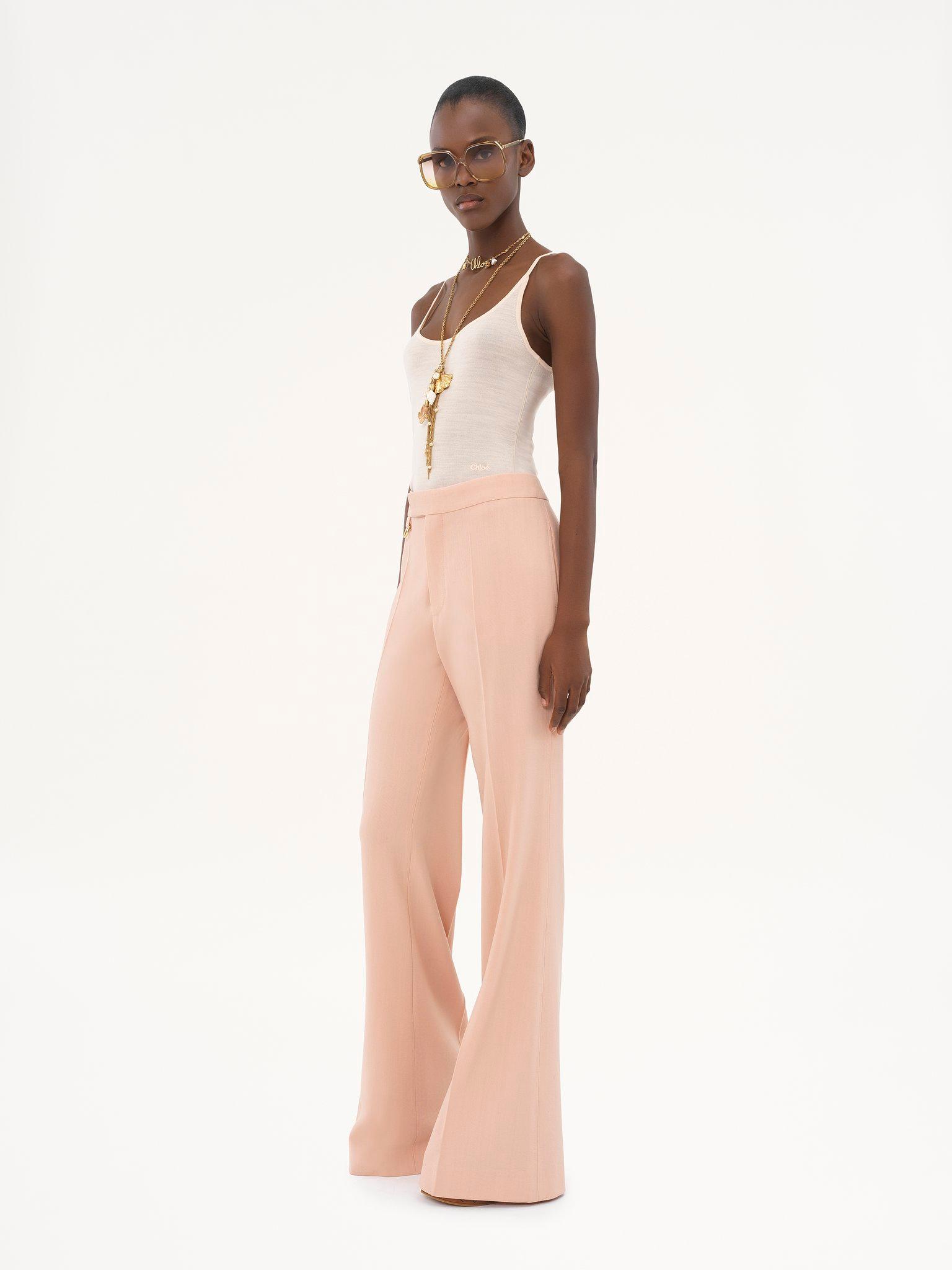 Thin-strap tank top in superfine wool knit  Product Image