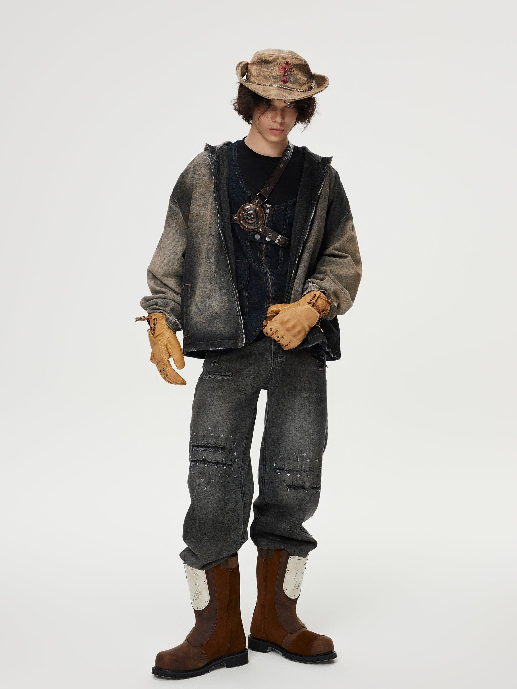 Aelfric Eden Mud Dyeing Denim Zip Up Hoodie Product Image