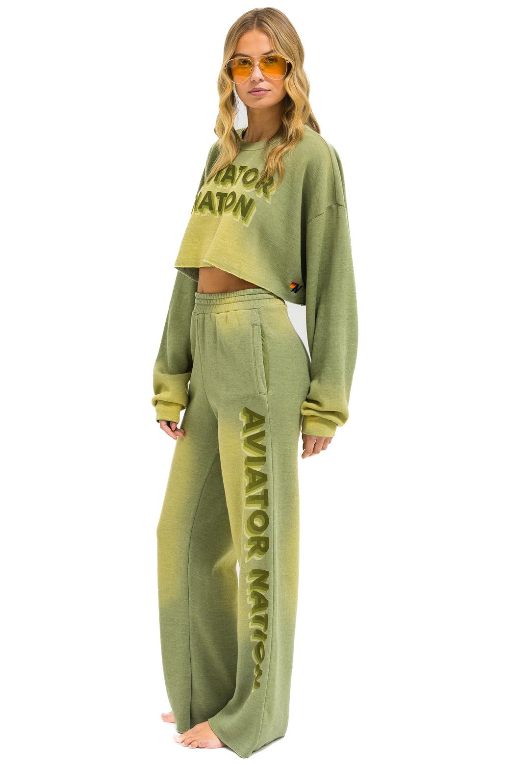 AN 3D WIDE LEG POCKET SWEATPANTS - FADED ARMY Female Product Image