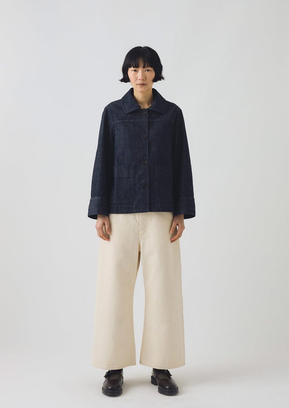 Wide Sleeve Organic Indigo Denim Jacket | Indigo Product Image