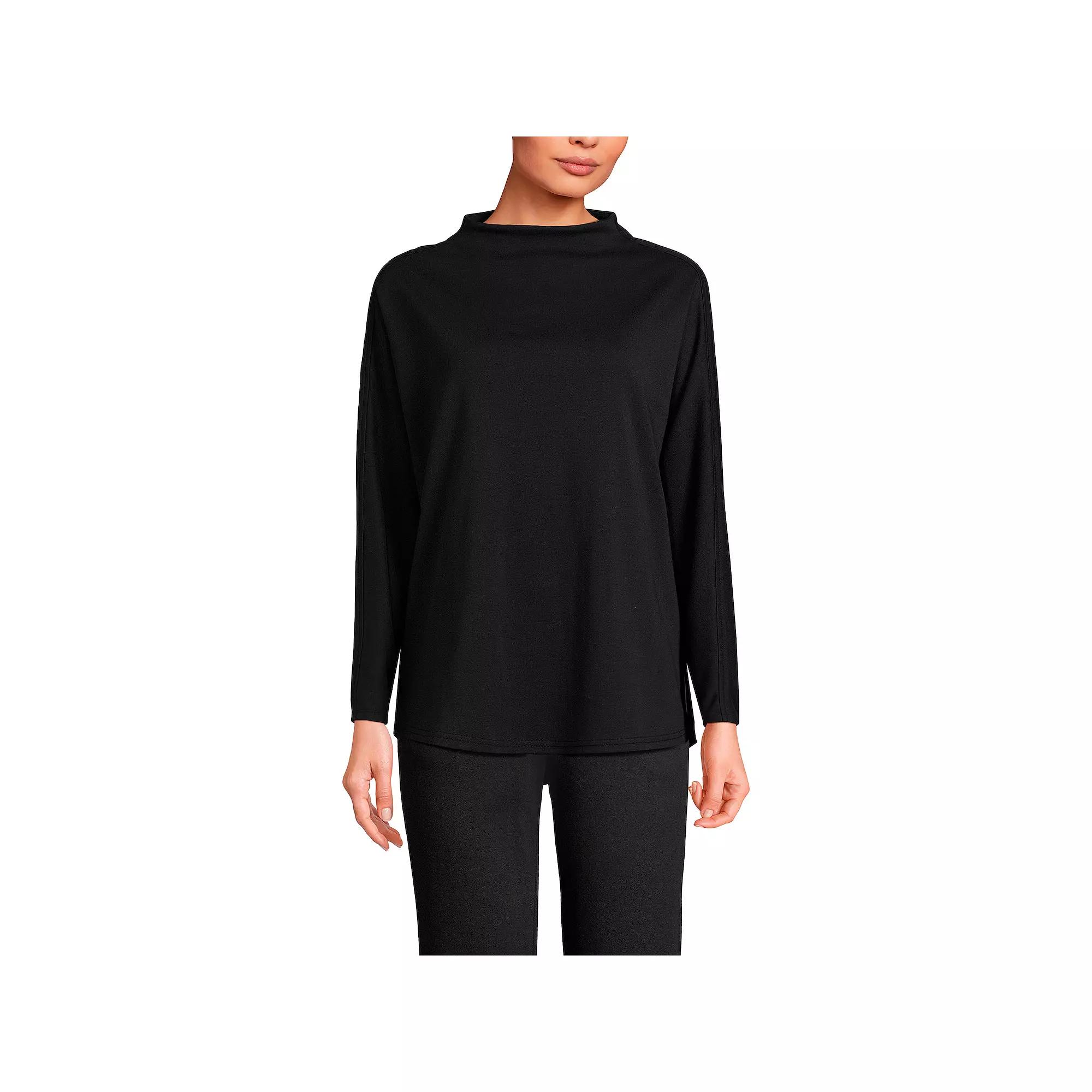 Women's Lands' End Long-Sleeve Sport Knit Funnel-Neck Top,  Product Image