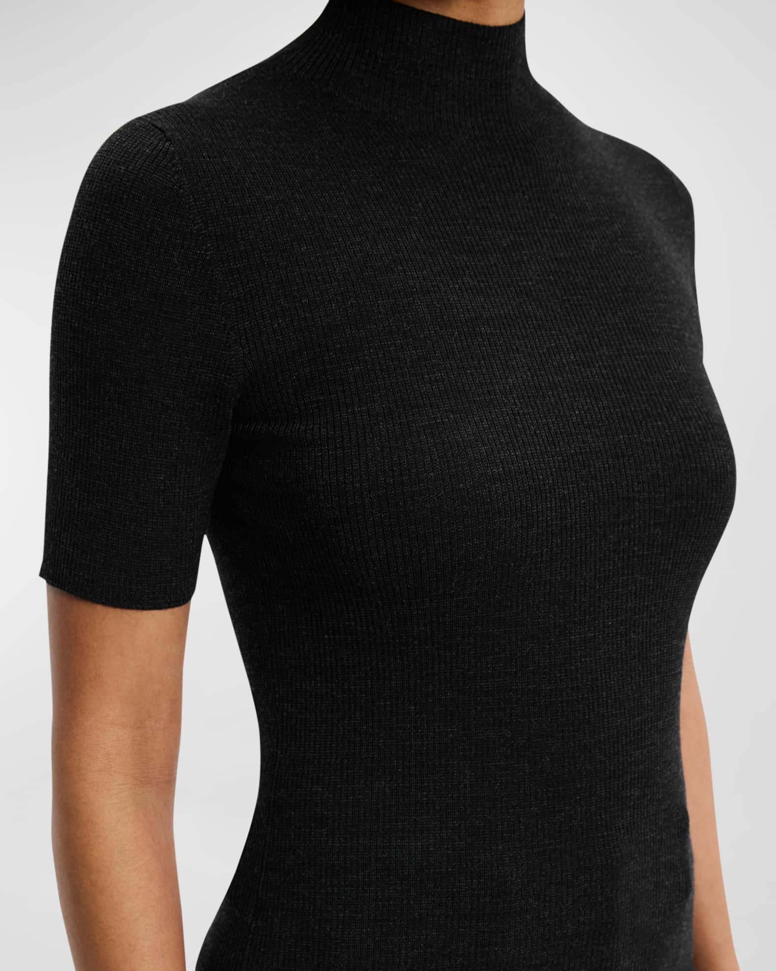 Leenda Regal Merino Wool Short-Sleeve Mock-Neck Top Product Image