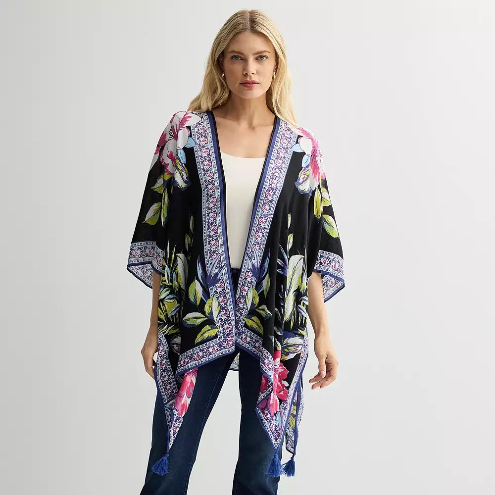 Women's Nine West Painterly Tropical Floral Topper, Black Team Product Image