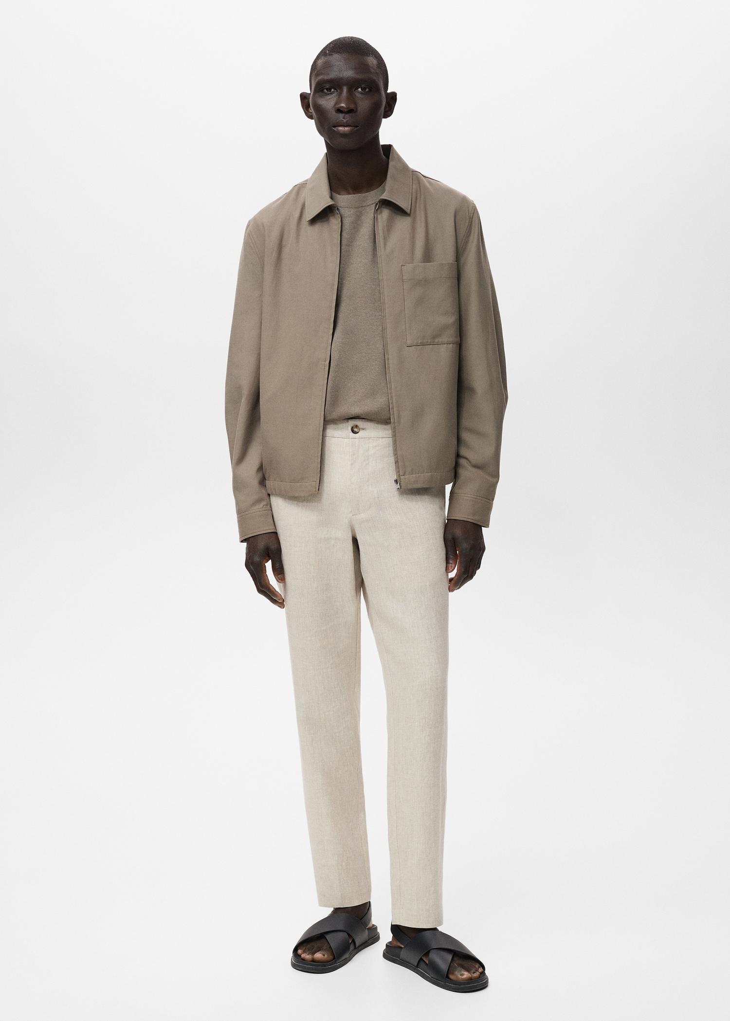 Slim-fit 100% linen pants - Men | MANGO USA Product Image
