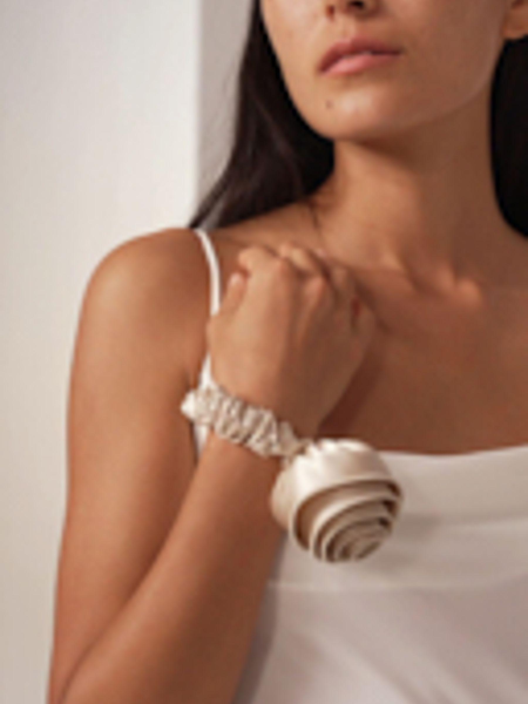 Champagne Rosette Silk Scrunchie Product Image