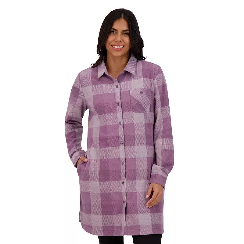 Women's ZeroXposur Luna Brushed Knit Plaid Shirtdress, Size: Small, Fig Scotch Product Image
