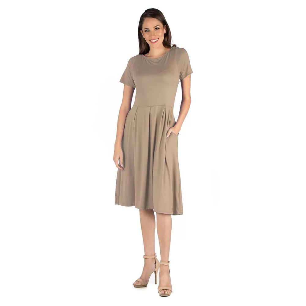 Women's 24seven Comfort Apparel Short Sleeve Midi Dress with Pockets,  Product Image