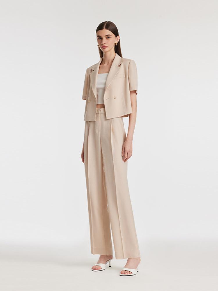 Acetate Short Sleeves Women Crop Blazer Product Image