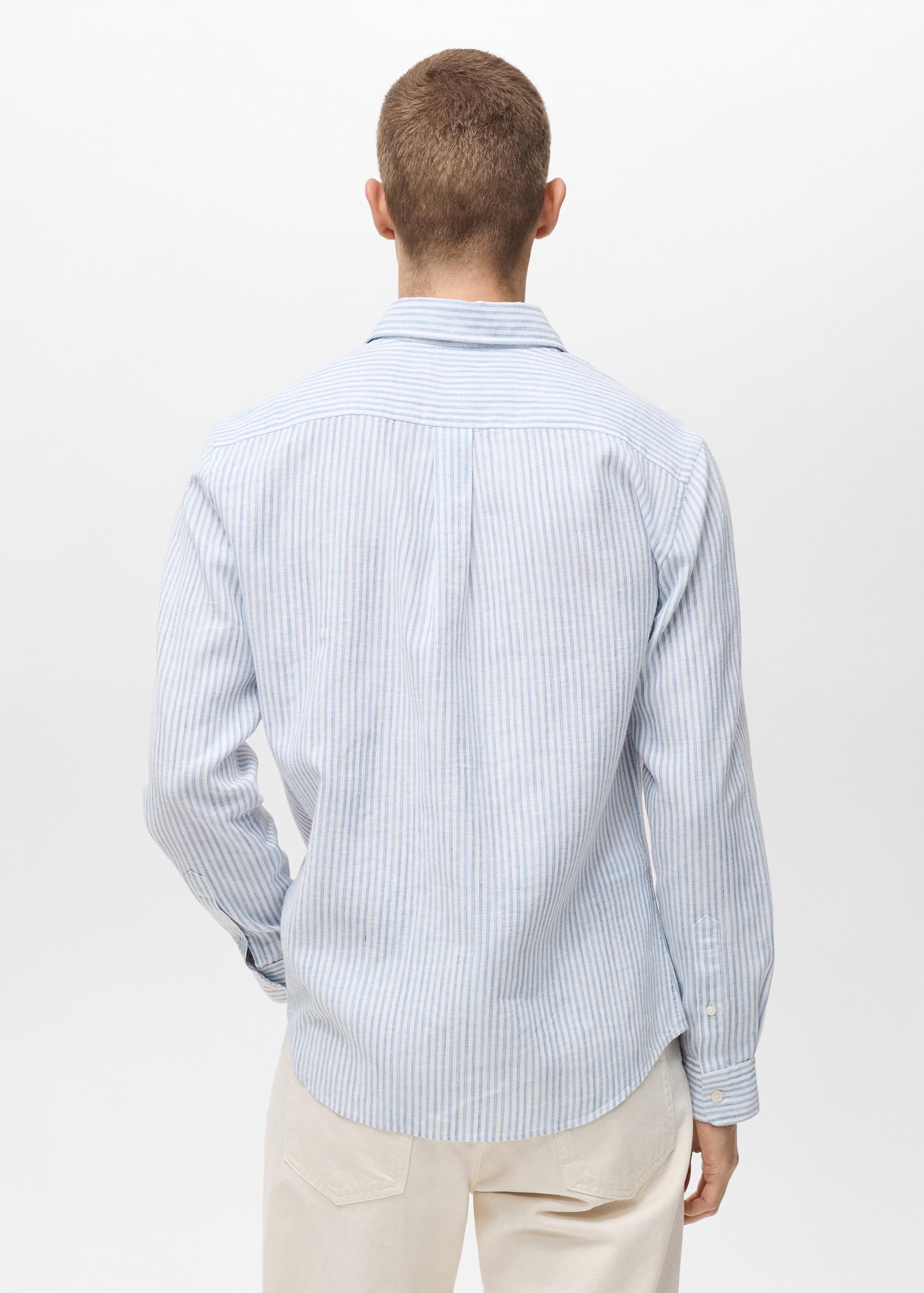 Regular fit striped linen shirt - Men | MANGO USA Product Image