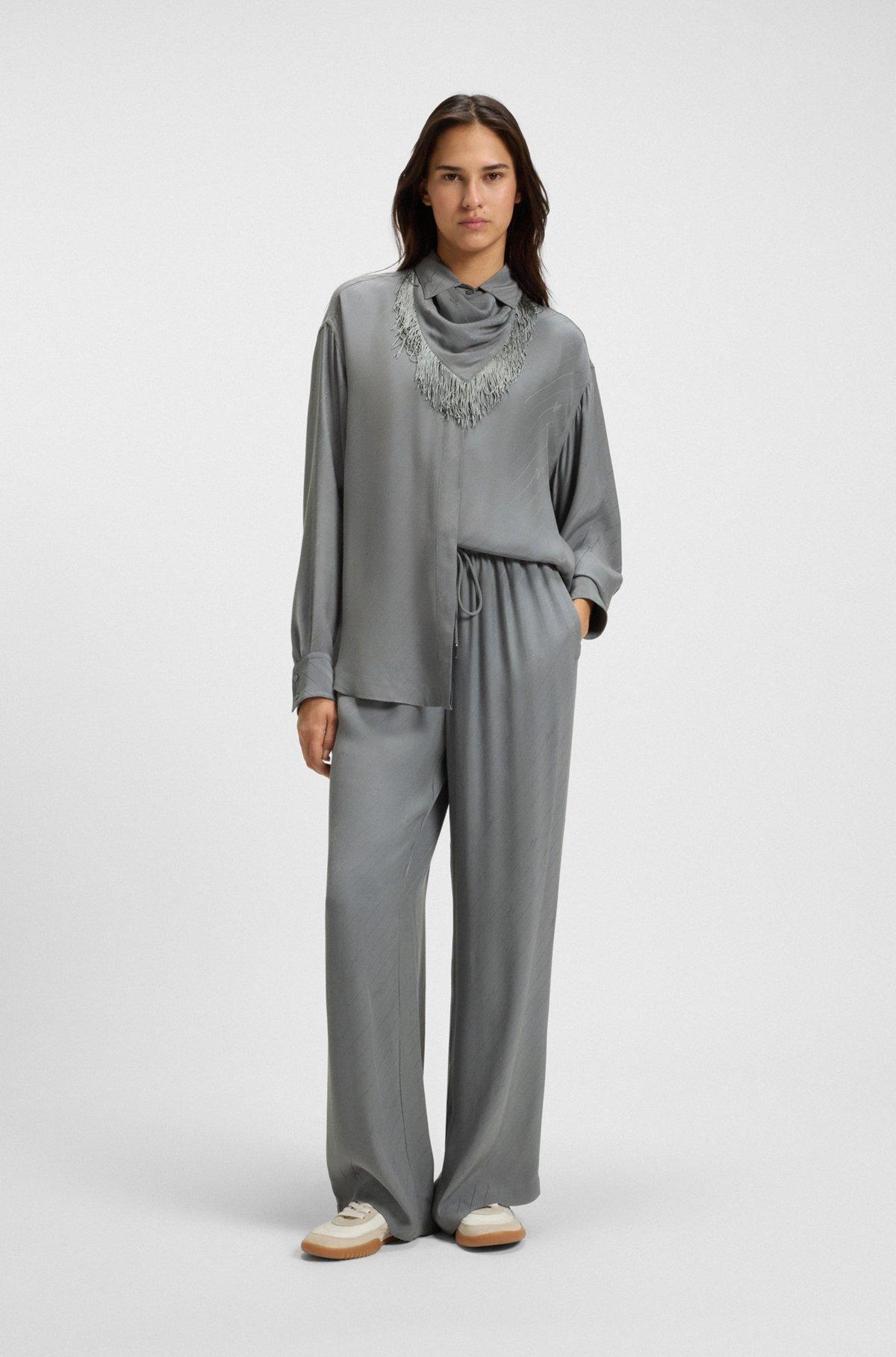 Wide-leg trousers with logo jacquard Product Image