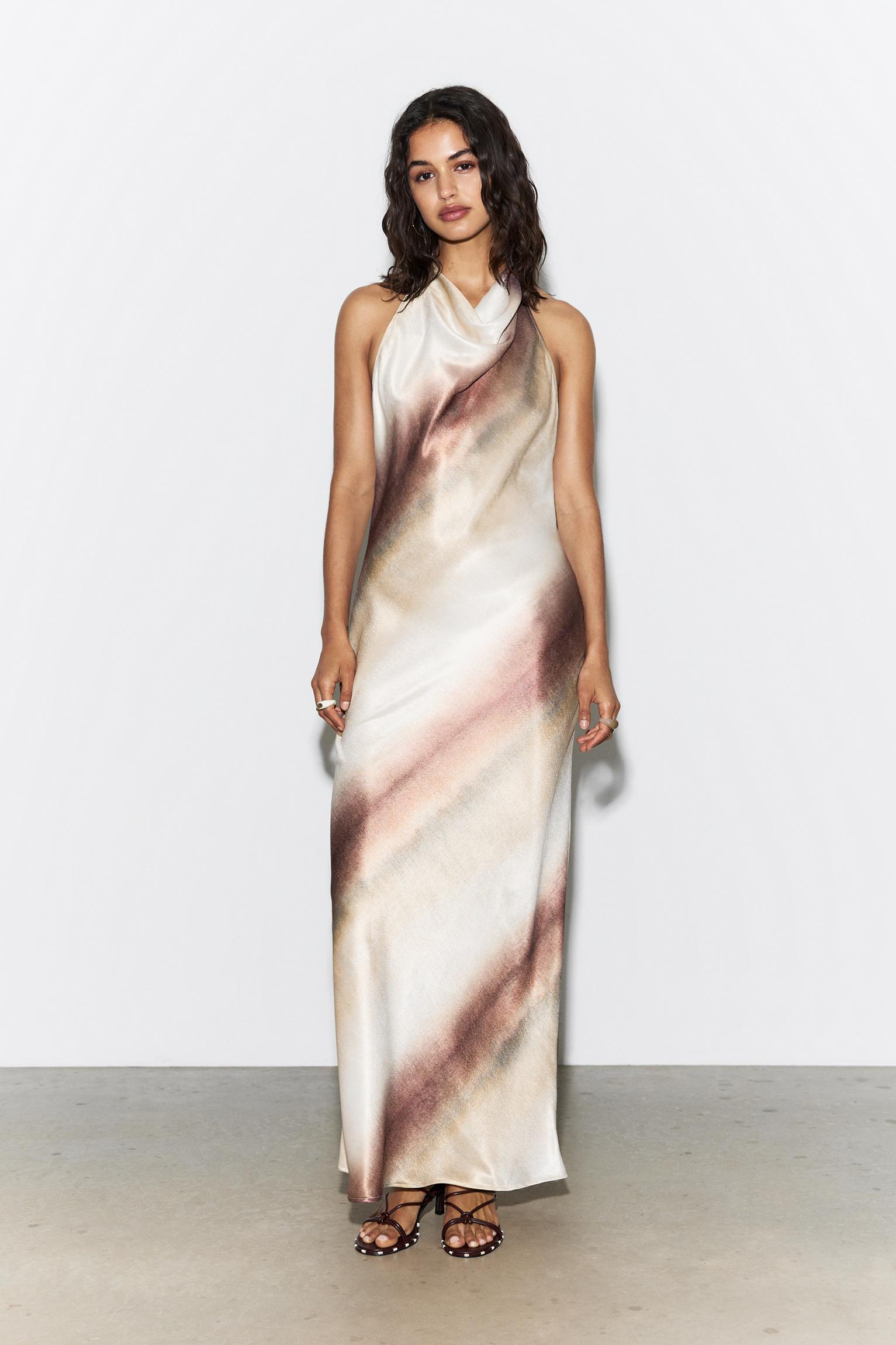 Satin halter midi dress Product Image