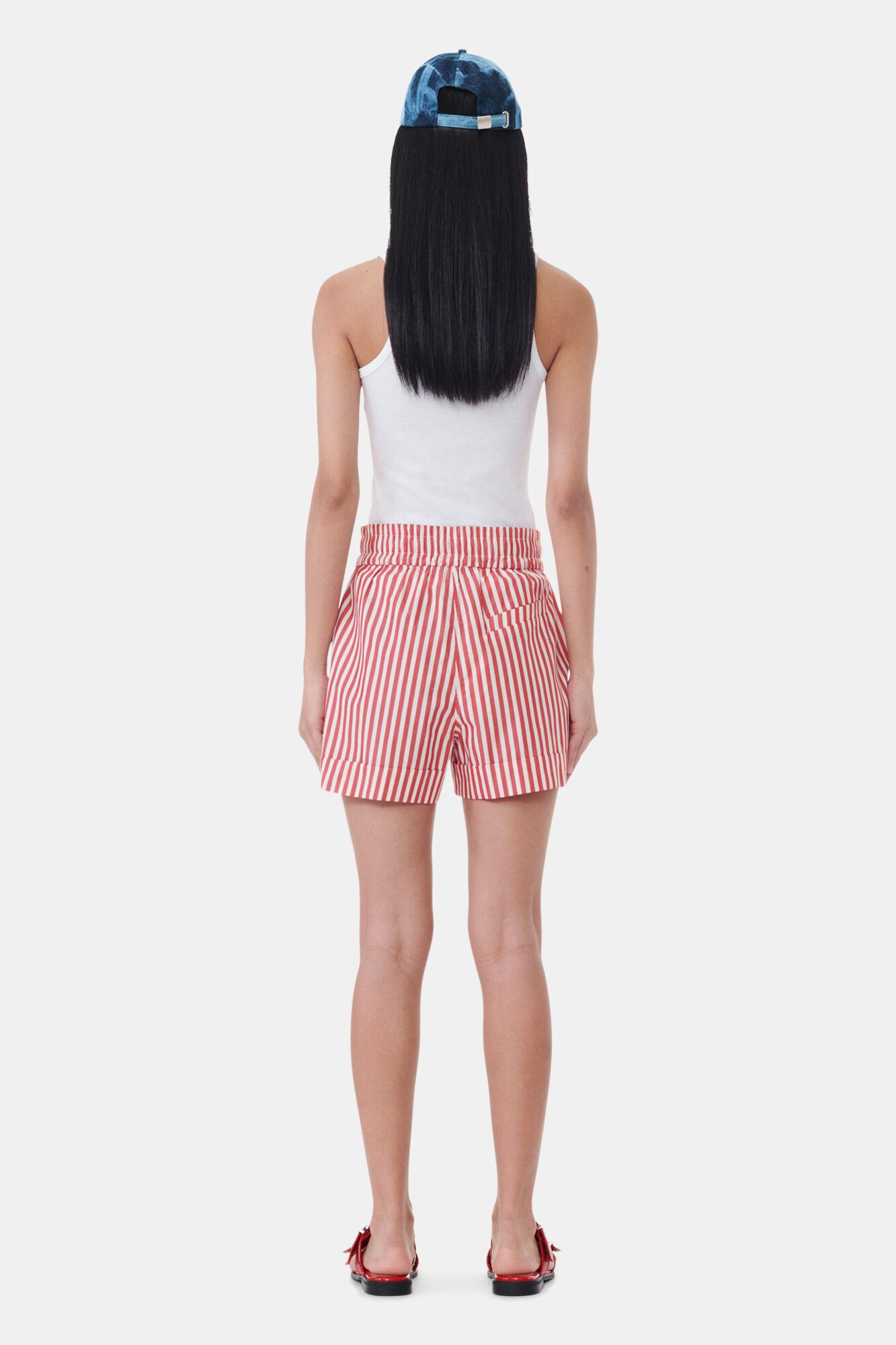 Red Stripe Cotton Shorts Product Image