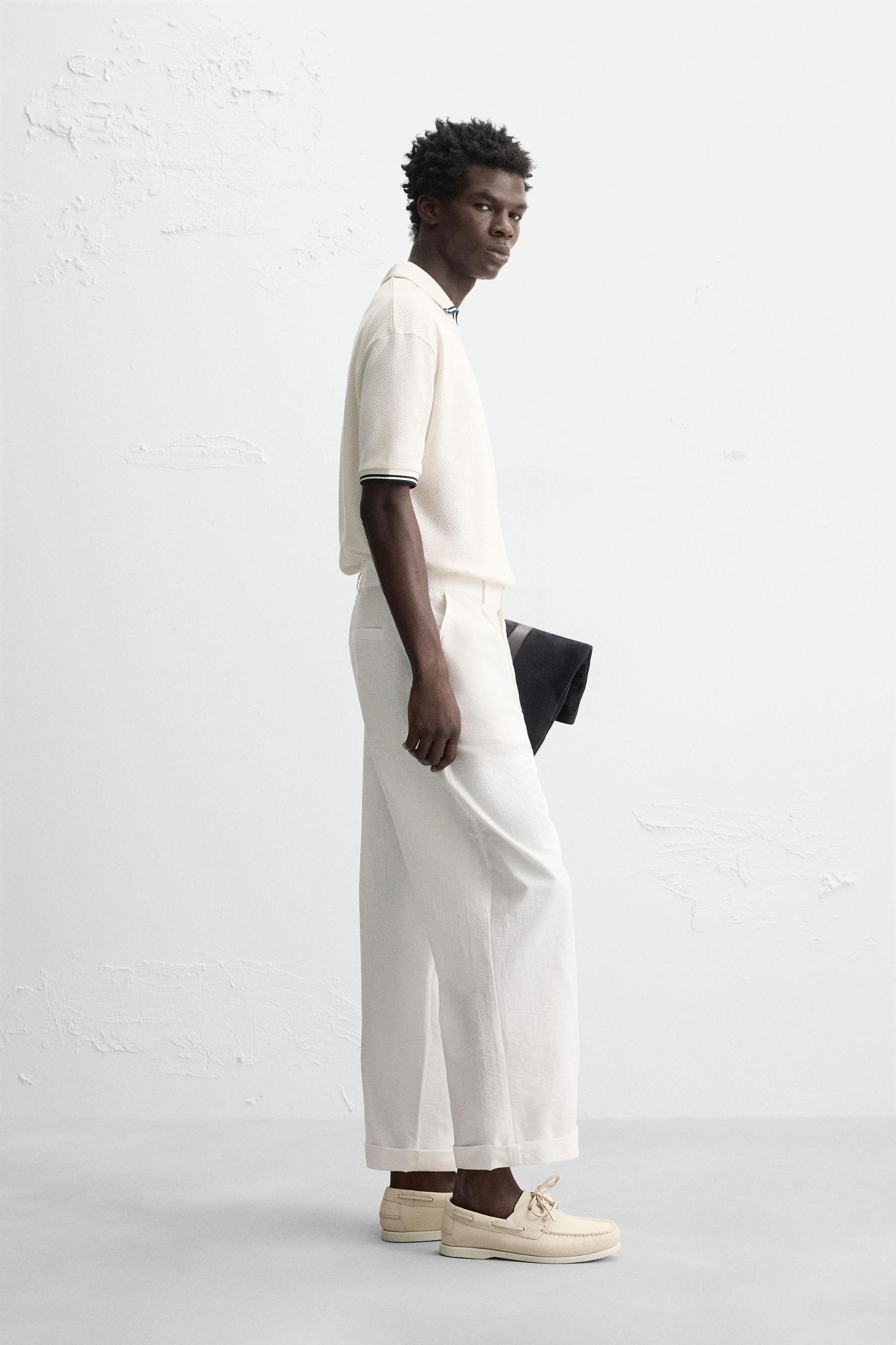 CONTRAST OPEN WEAVE POLO SHIRT Product Image