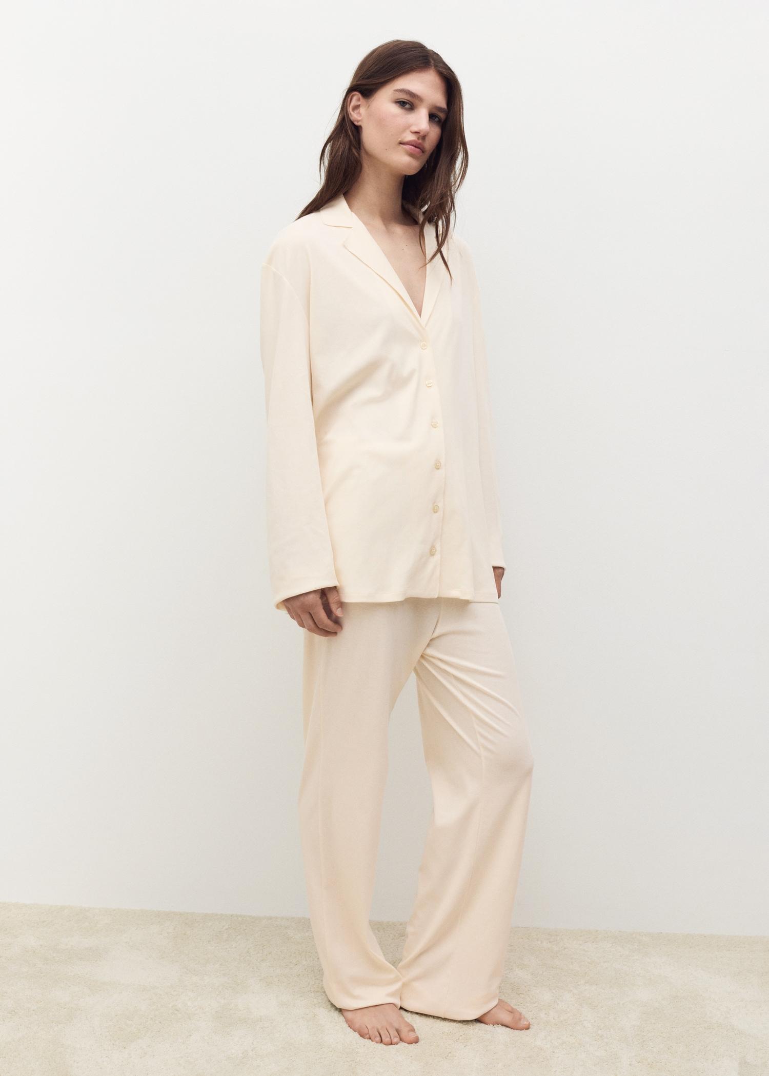 Plain cotton pajama shirt - Women | MANGO USA Product Image