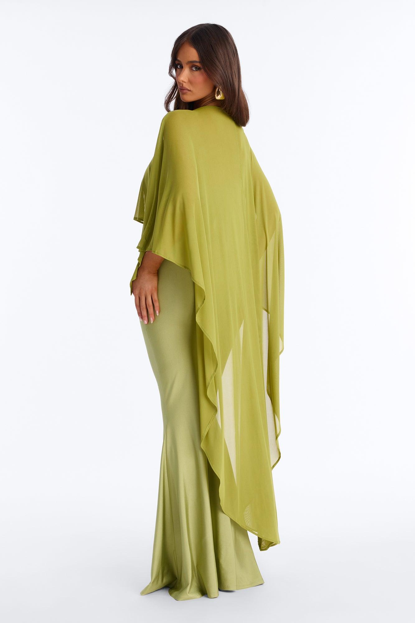 Staying True Satin Maxi Dress - Sage Female Product Image