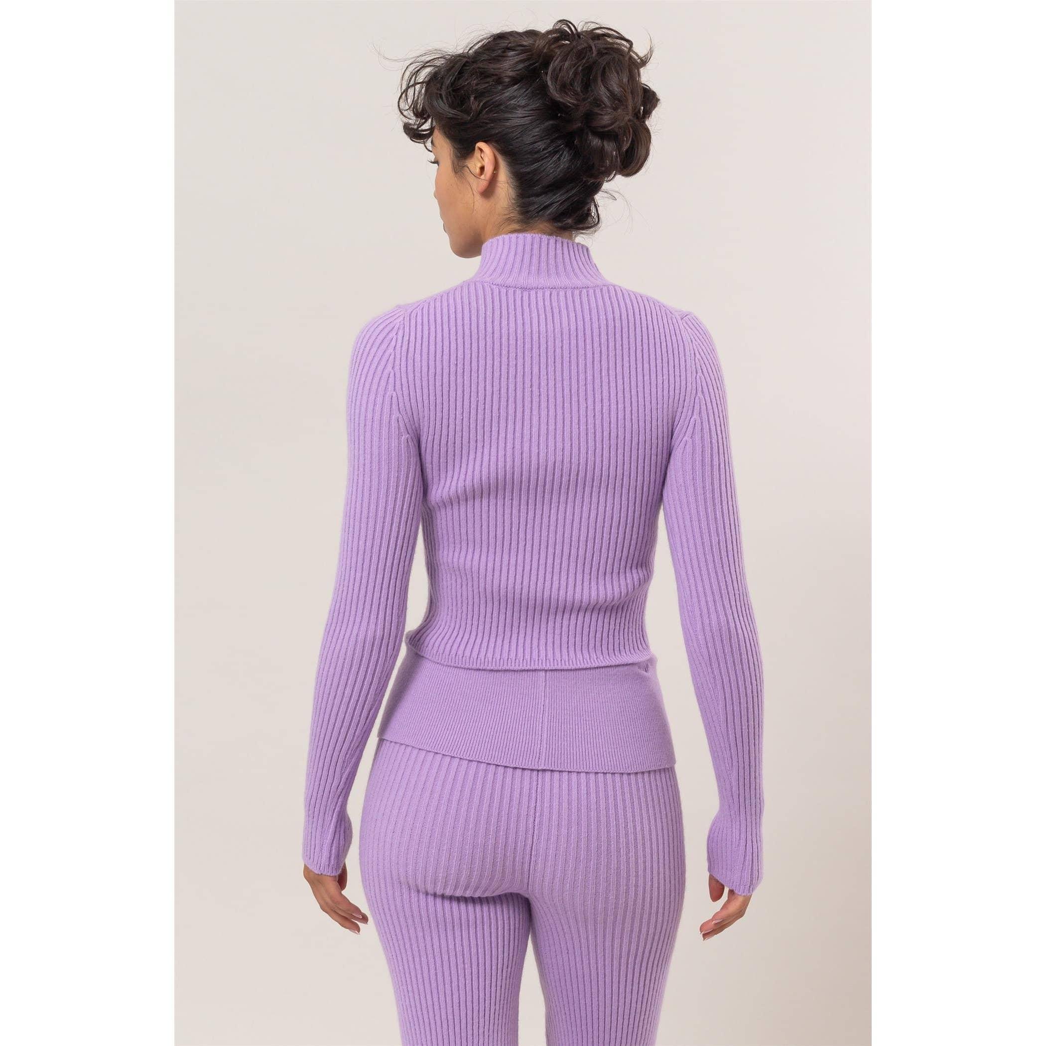 Half-Zip Ribbed Knit Top Product Image